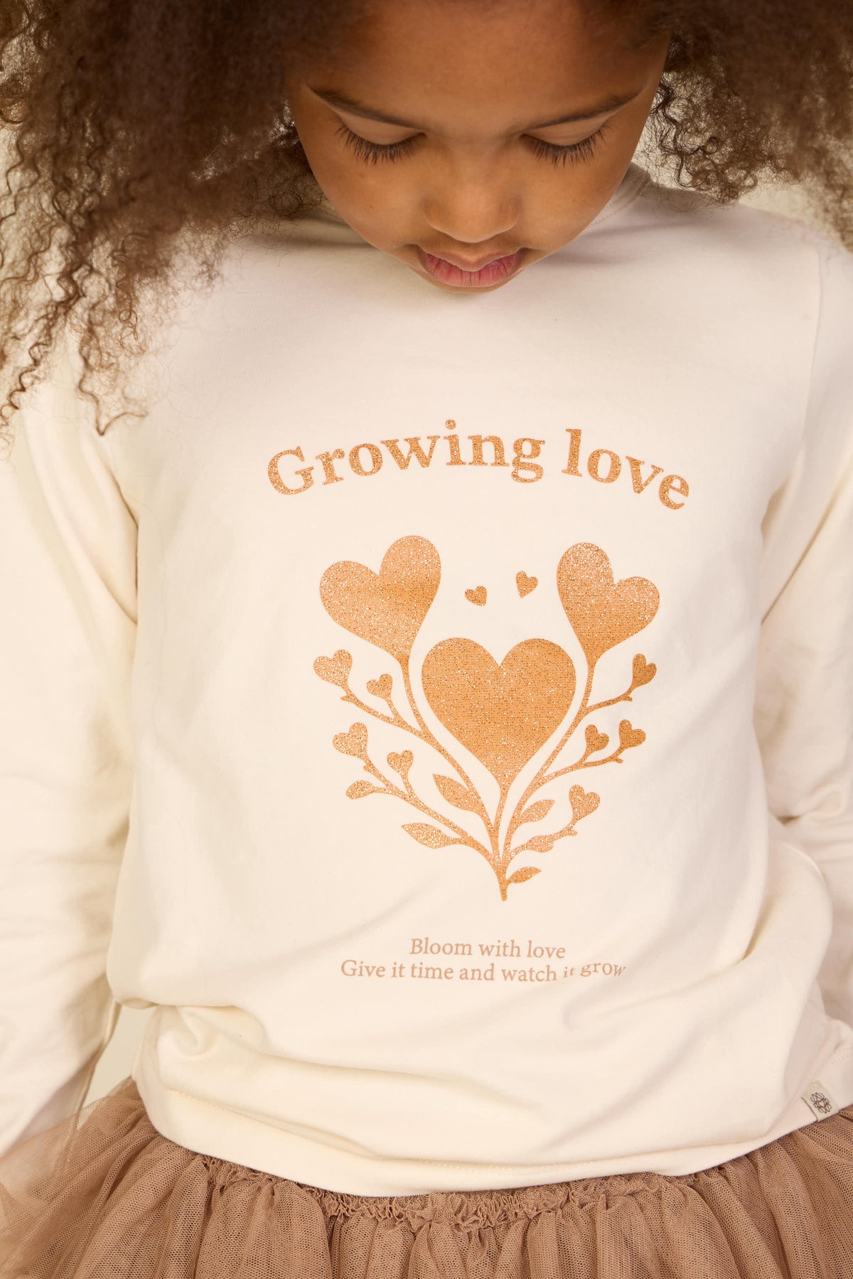 Langarmshirt met glitterprint Kids - Offwhite | 101711 Piper