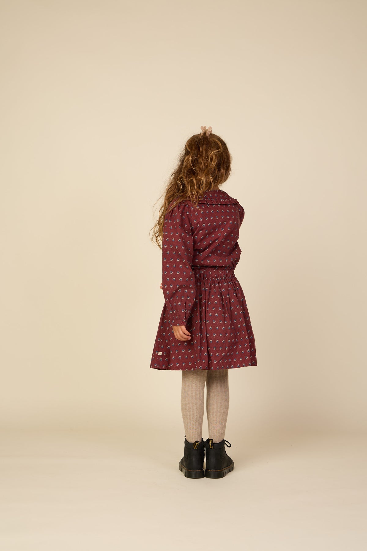 Poplin rok met ruchezakken Tween - Bordeaux Flowerprint | 101448 Julia