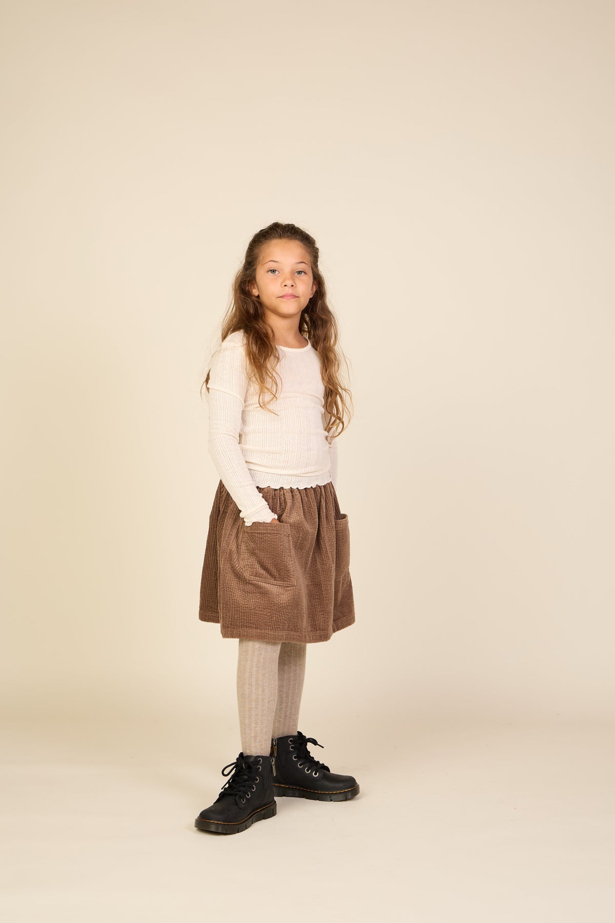 Corduroy rok met opgestikte zakken Tween - Brown | 101680 Greta