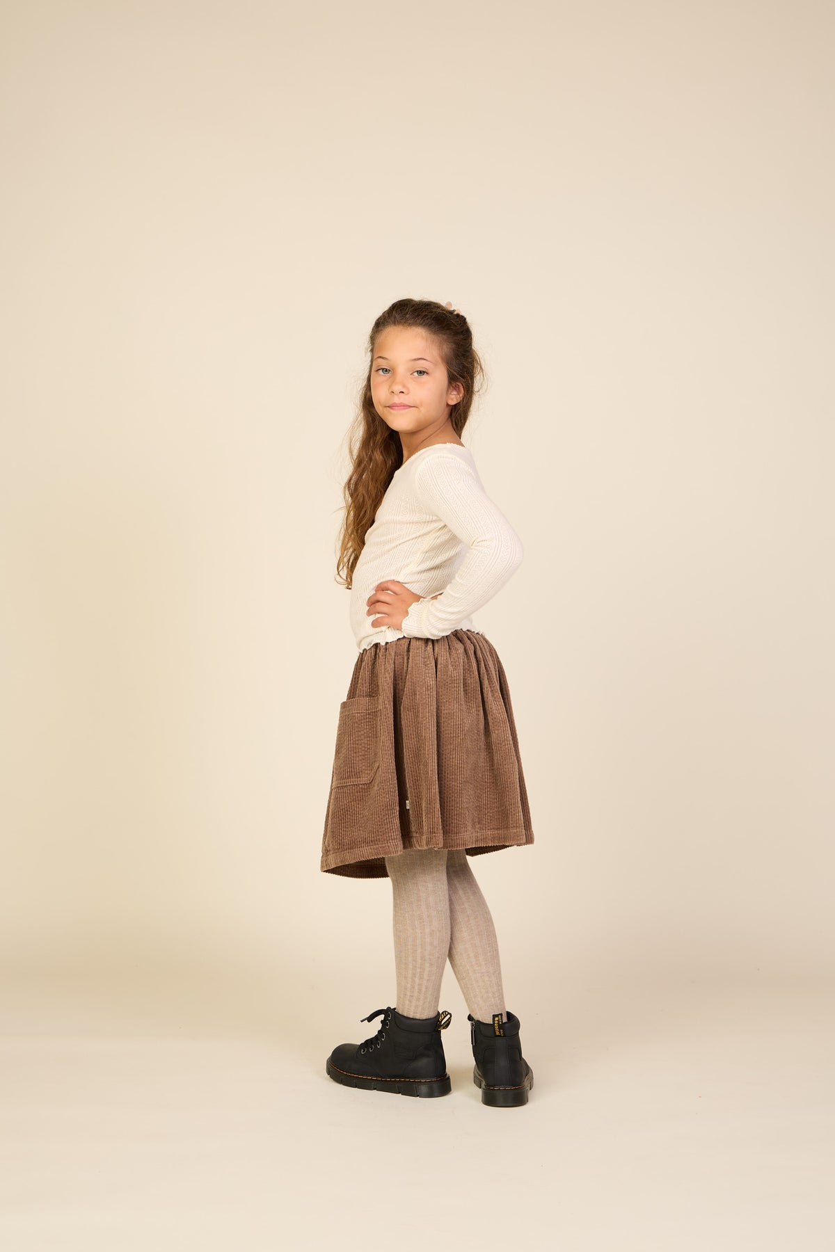Corduroy rok met opgestikte zakken Tween - Brown | 101680 Greta