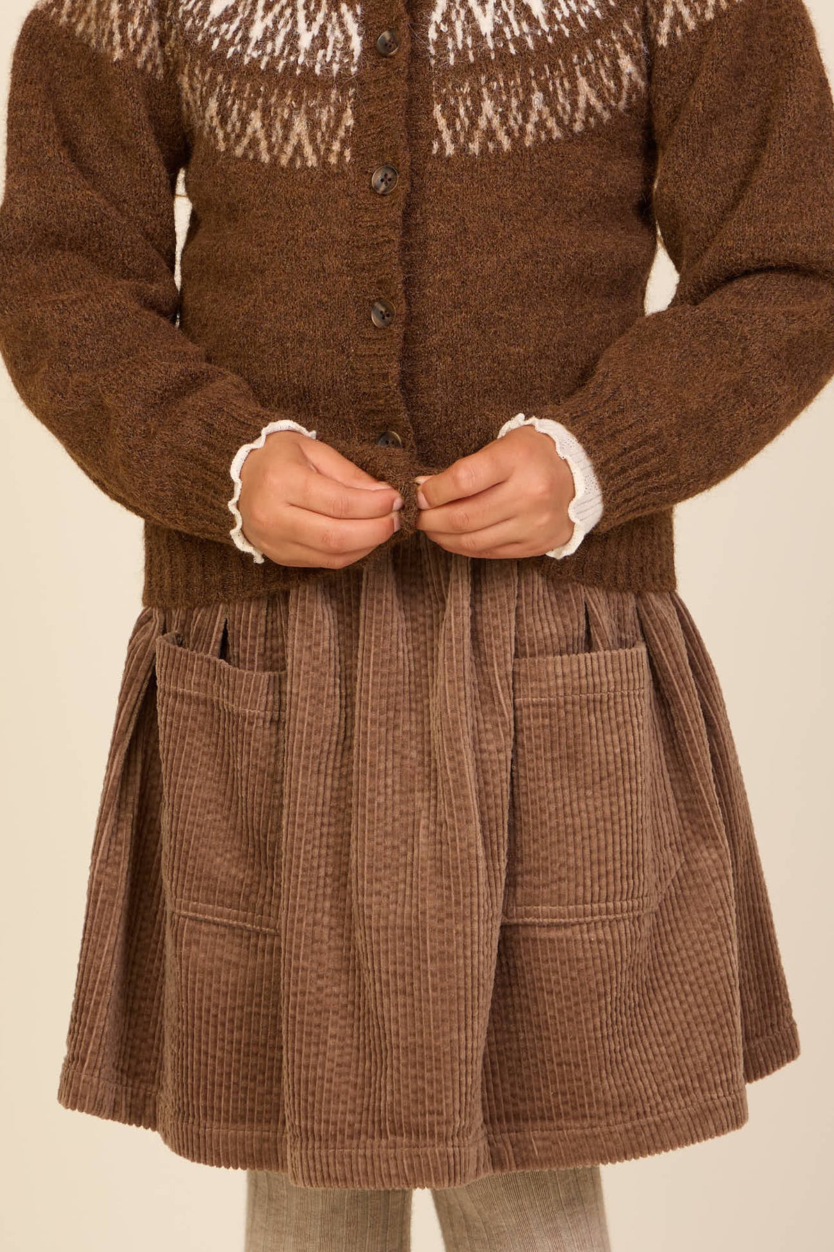 Corduroy rok met opgestikte zakken Kids - Brown | 101679 Greta