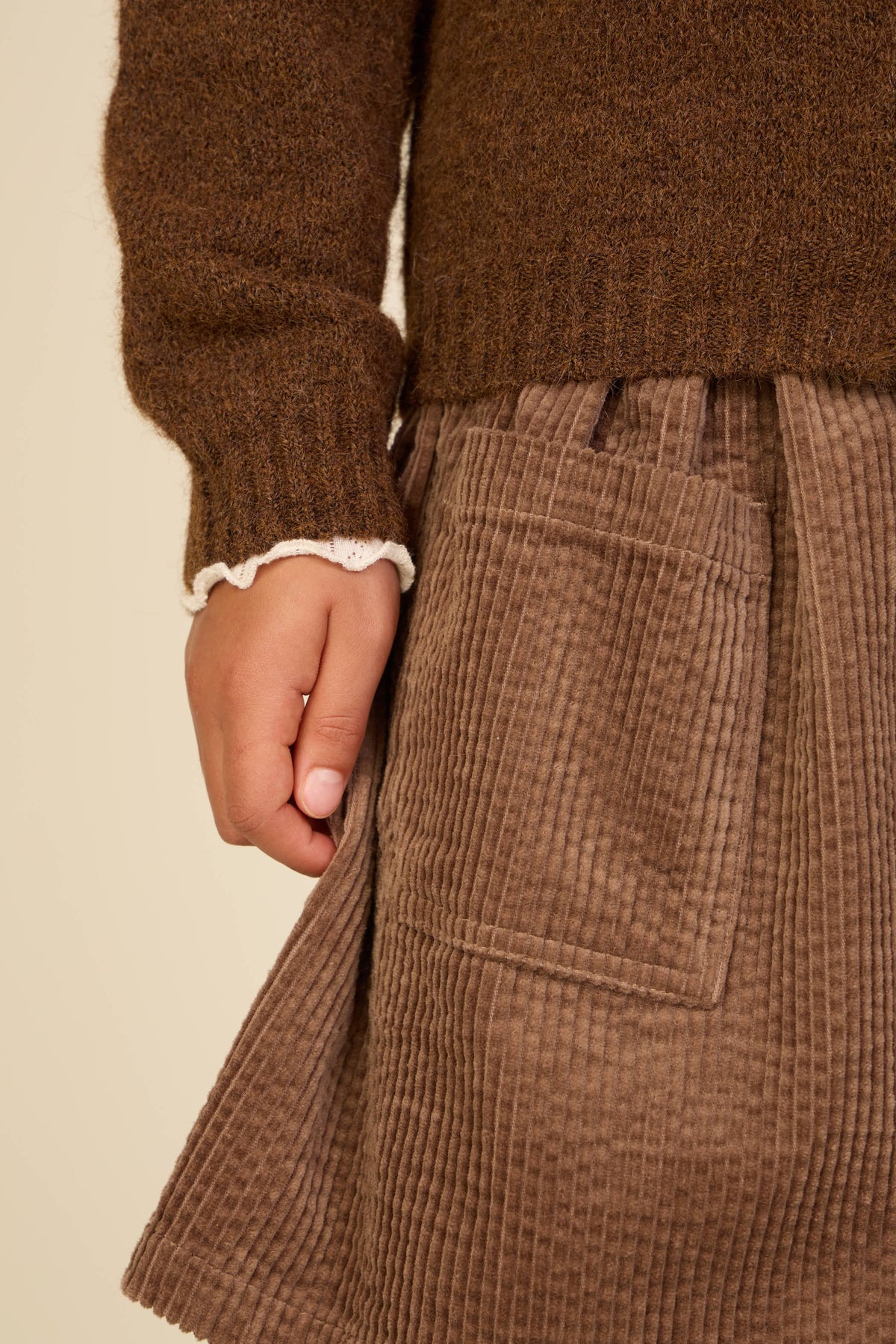 Corduroy rok met opgestikte zakken Tween - Brown | 101680 Greta