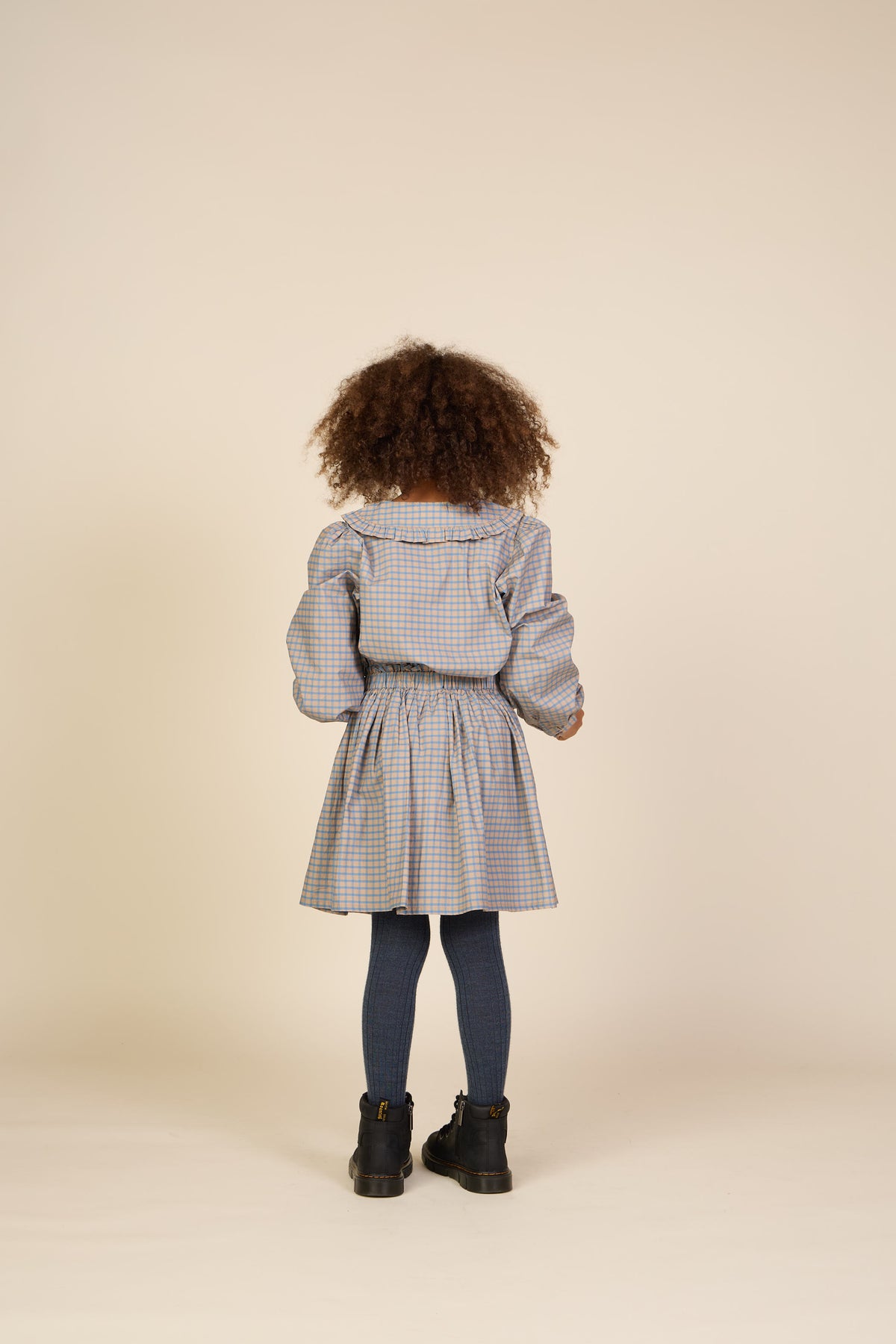 Poplin rok met ruchezakken Tween - Blue Check | 101446 Julia