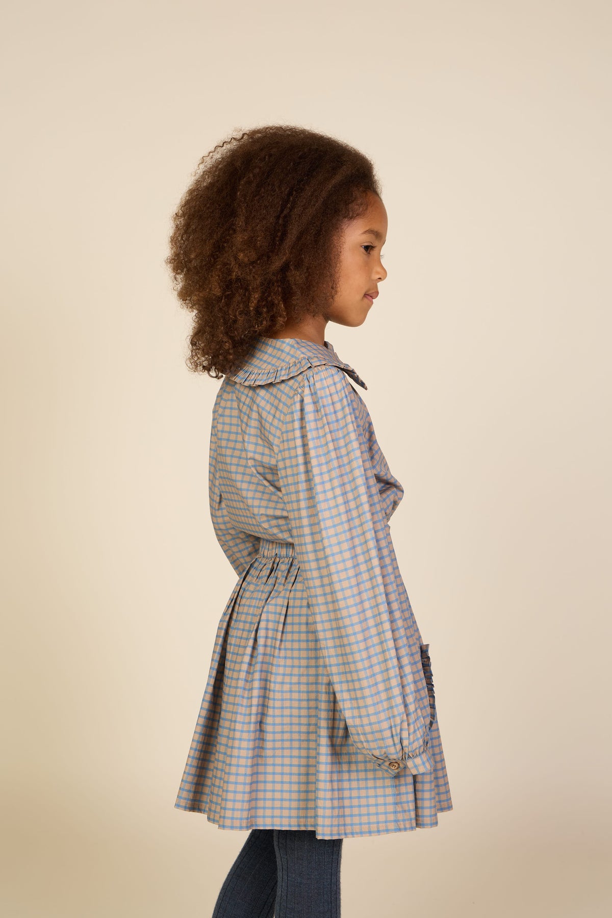 Poplin rok met ruchezakken Tween - Blue Check | 101446 Julia