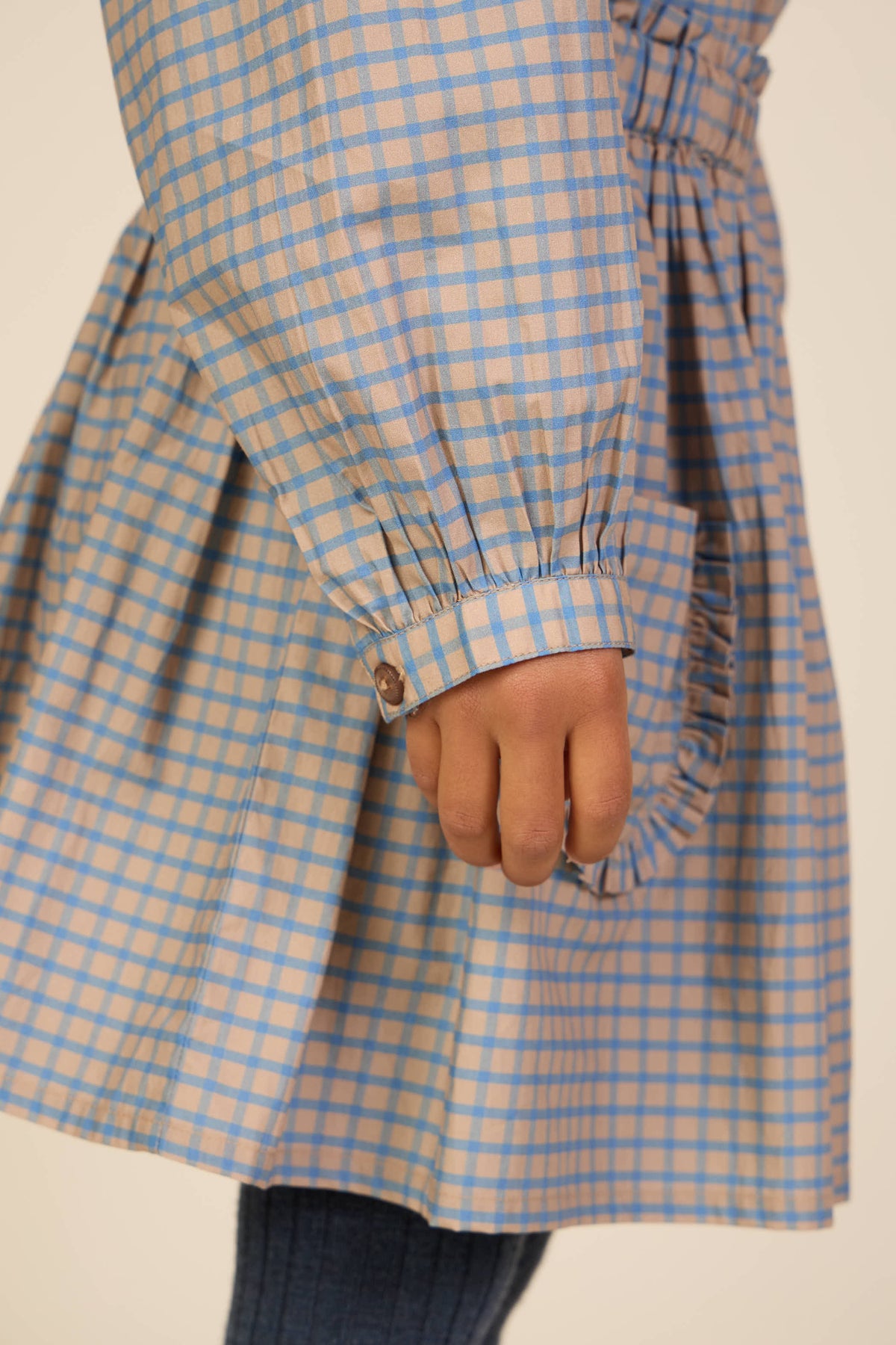 Poplin rok met ruchezakken Kids - Blue Check | 101445 Julia