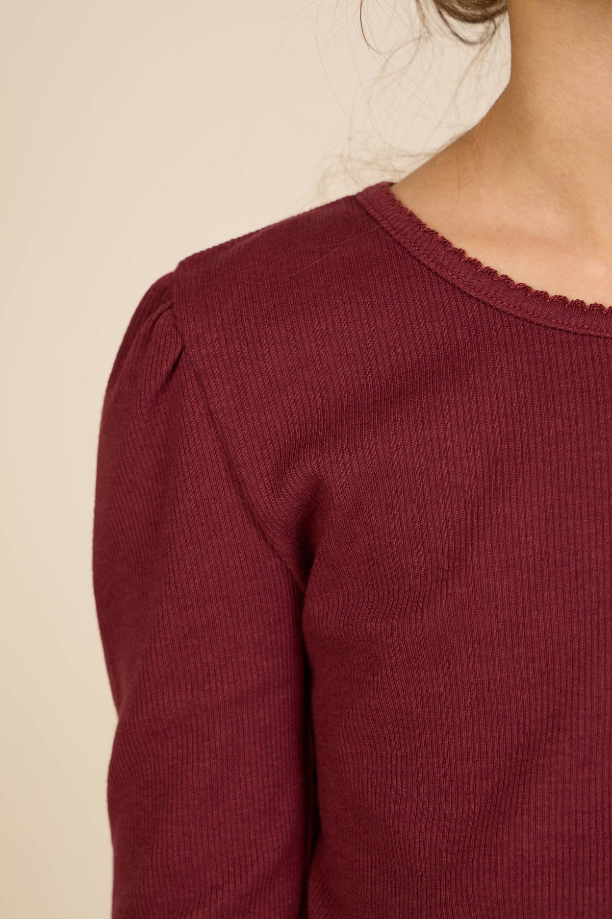 Geribd langarmshirt in modalmix Tween - Bordeaux | 101562 Lottie