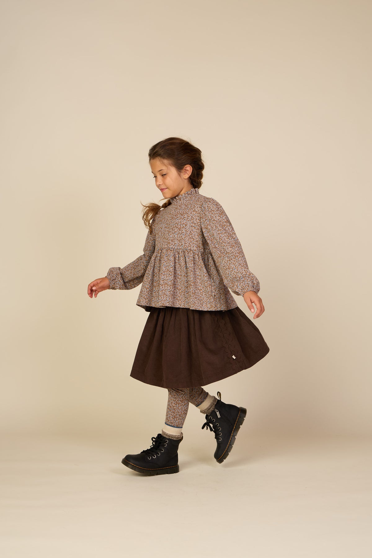 Corduroy rok met zigzagband Tween - Dark Brown | 101478 Sille