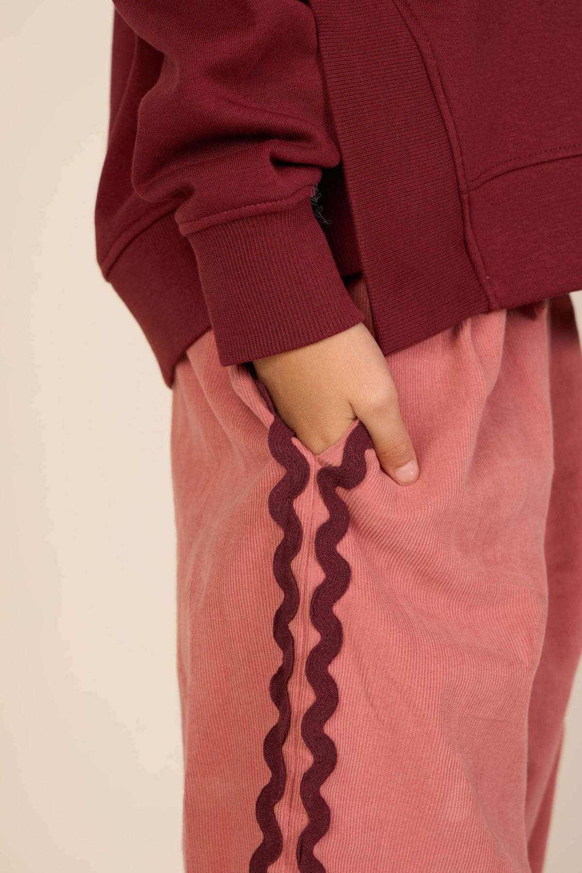 Corduroy broek met zigzagband Kids - Dusty Rose | 101483 Sille