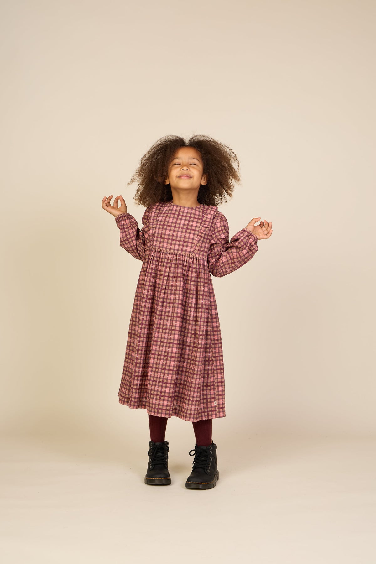 Geruite katoenen jurk Tween - Rose | 101486 Penny