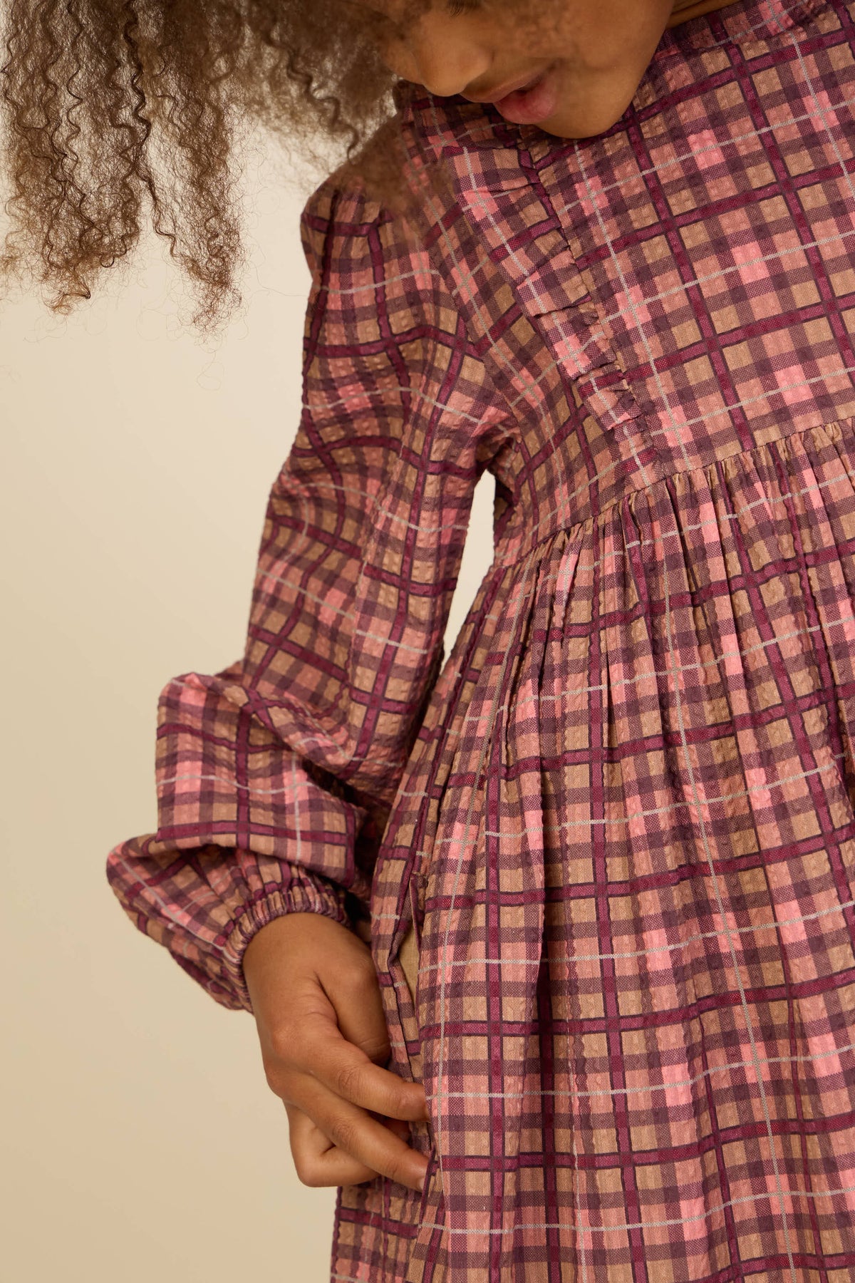 Geruite katoenen jurk Tween - Rose | 101486 Penny