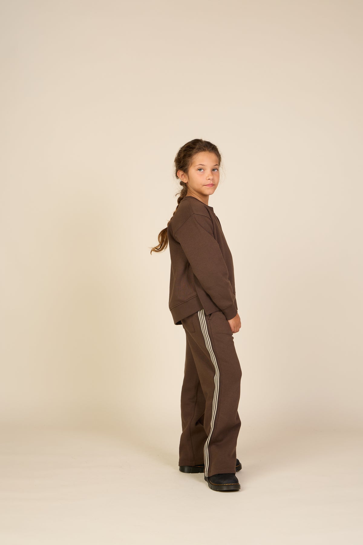Joggingbroek met zijband Tween - Dark Brown | 101631 Zoe