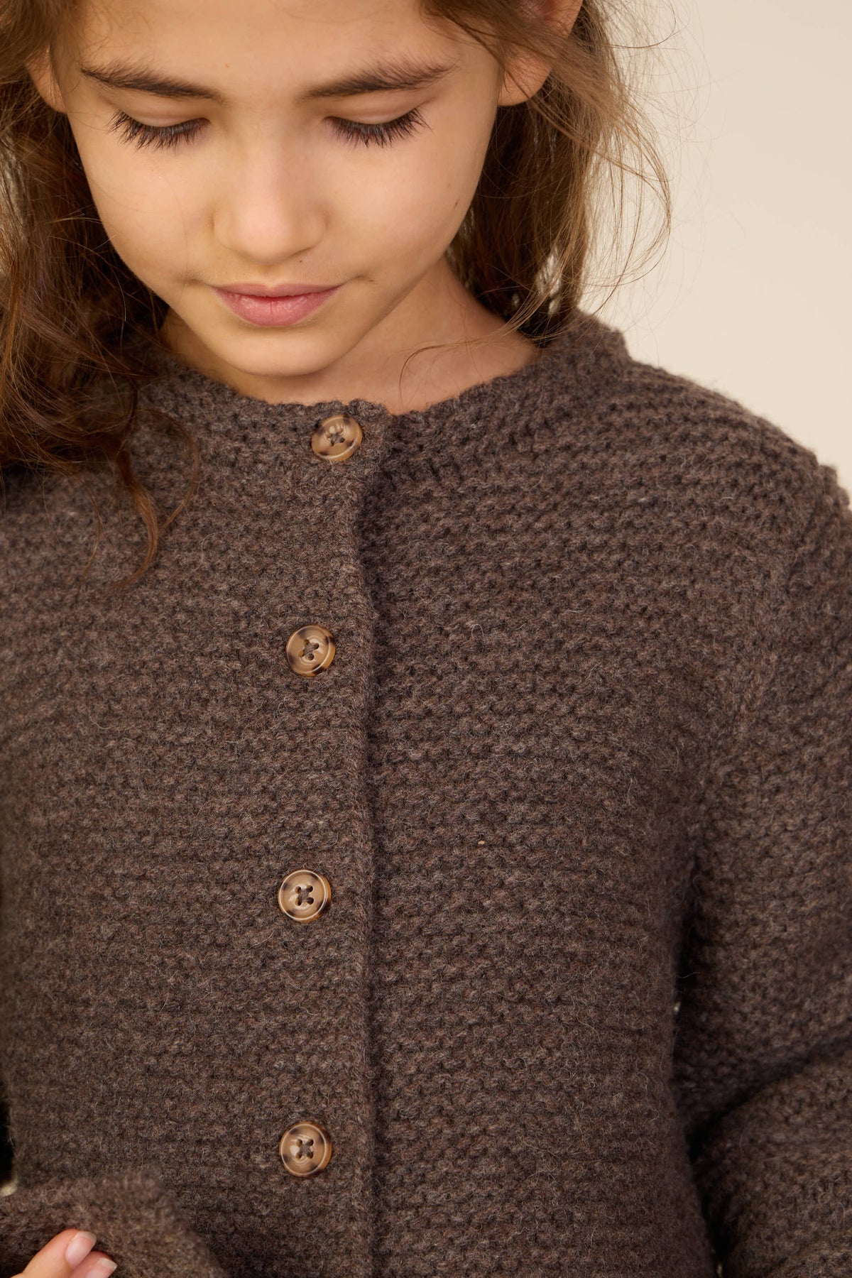 Gebreid Wollen Vest - Tween - Chocolate Melange | 100877 Maya