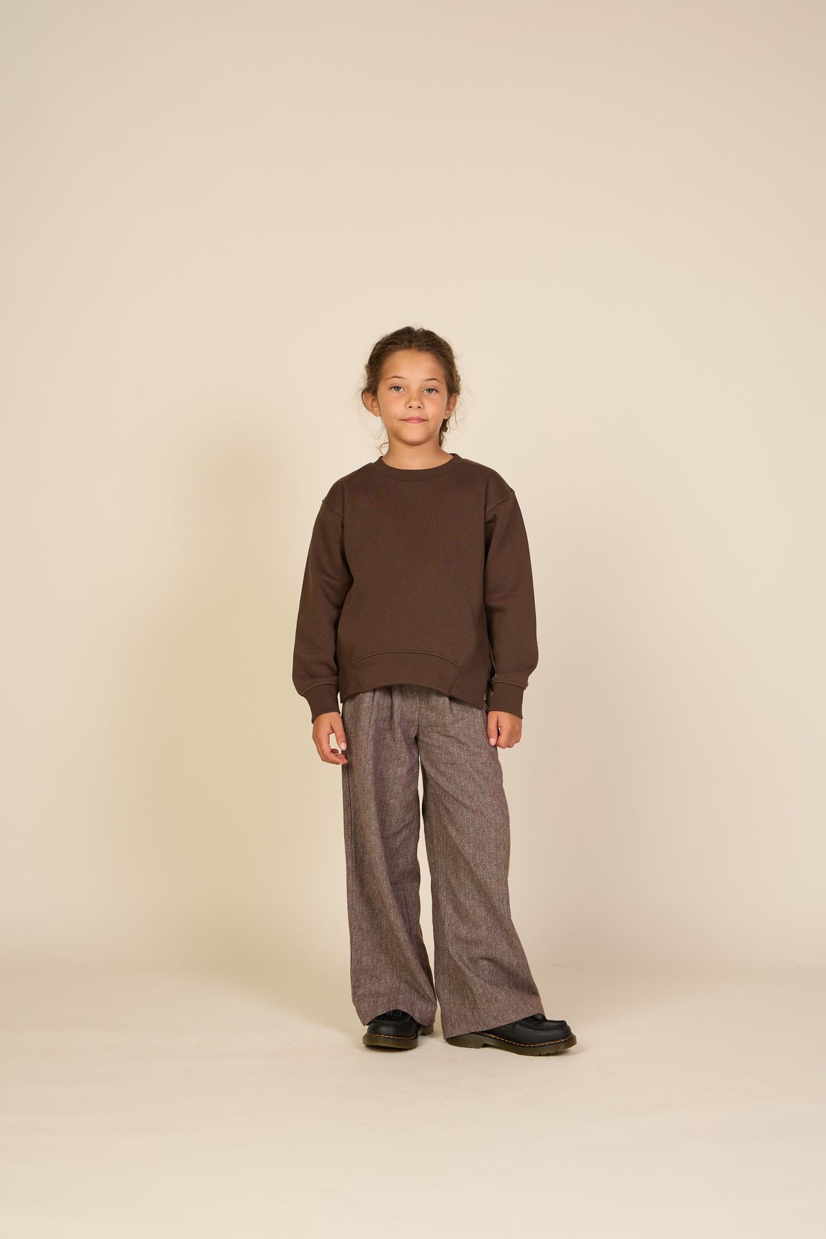 Sweatshirt met ribdetails Tween - Dark Brown | 101627 Zoe