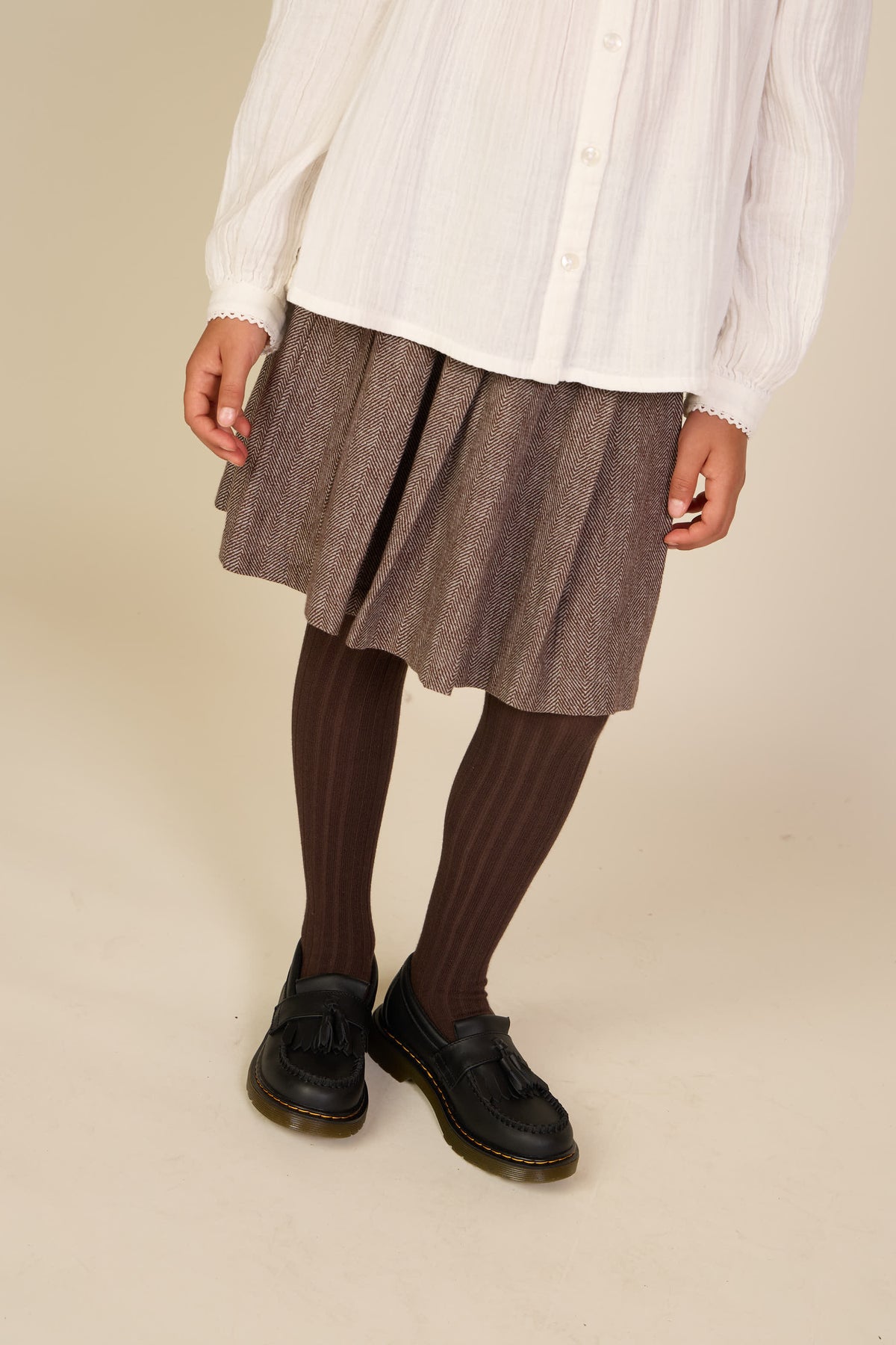 Katoenen rok met visgraatprint Tween - Dark Brown | 101521 Susse