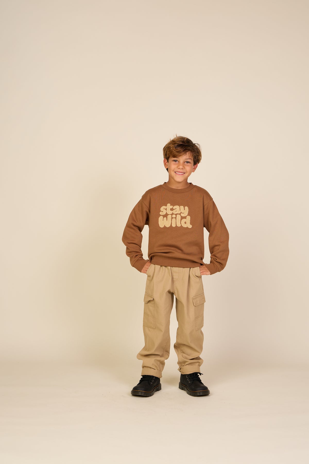 Sweatshirt met ronde hals en badstofborduursel Tween - Toffee | 101621 Joel