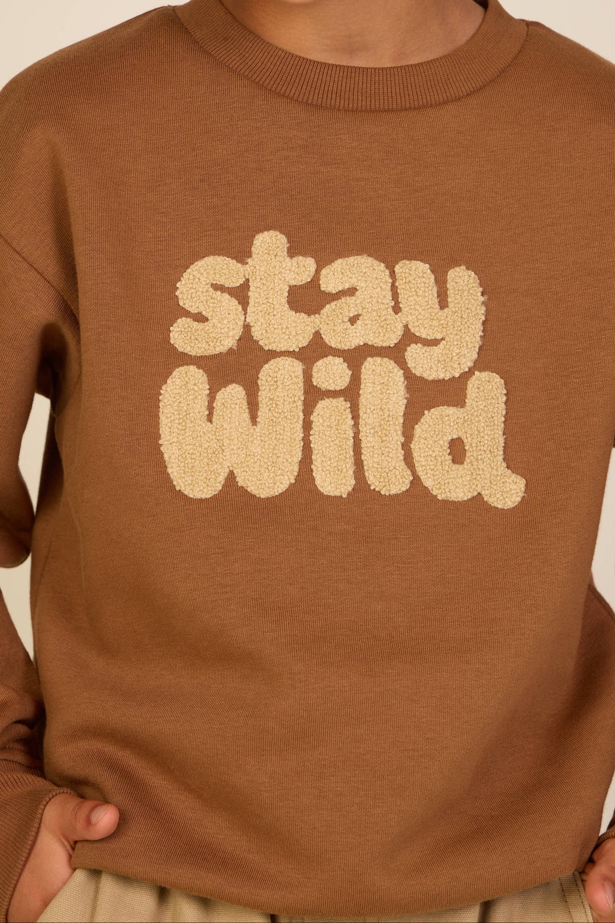 Sweatshirt met ronde hals en badstofborduursel Kids - Toffee | 101620 Joel