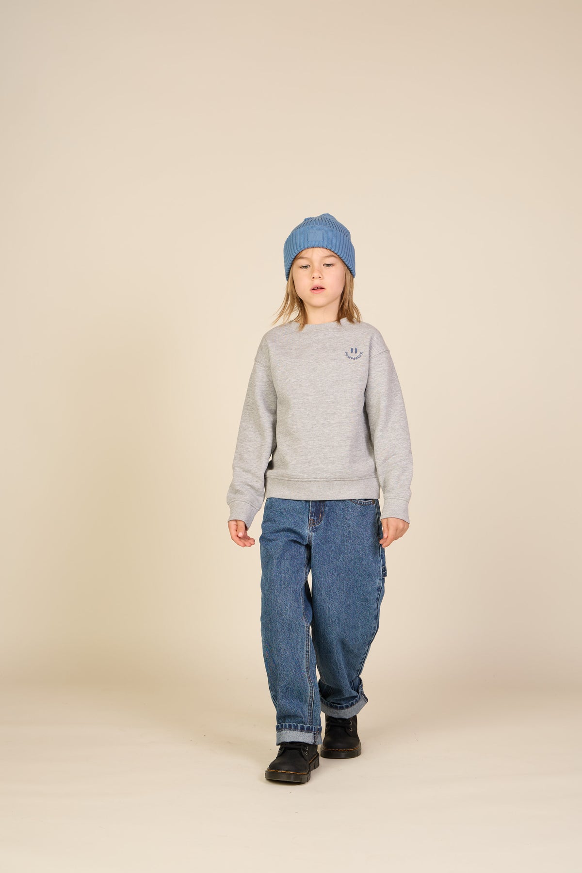 Sweatshirt met ronde hals en smileyborduursel Tween - Grey Melange | 101578 Andrew