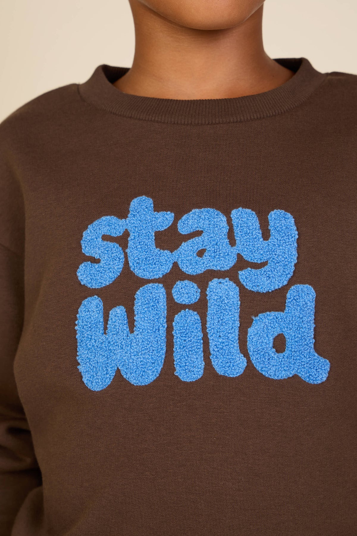 Sweatshirt met ronde hals en badstofborduursel Kids - Dark Brown | 101622 Joel