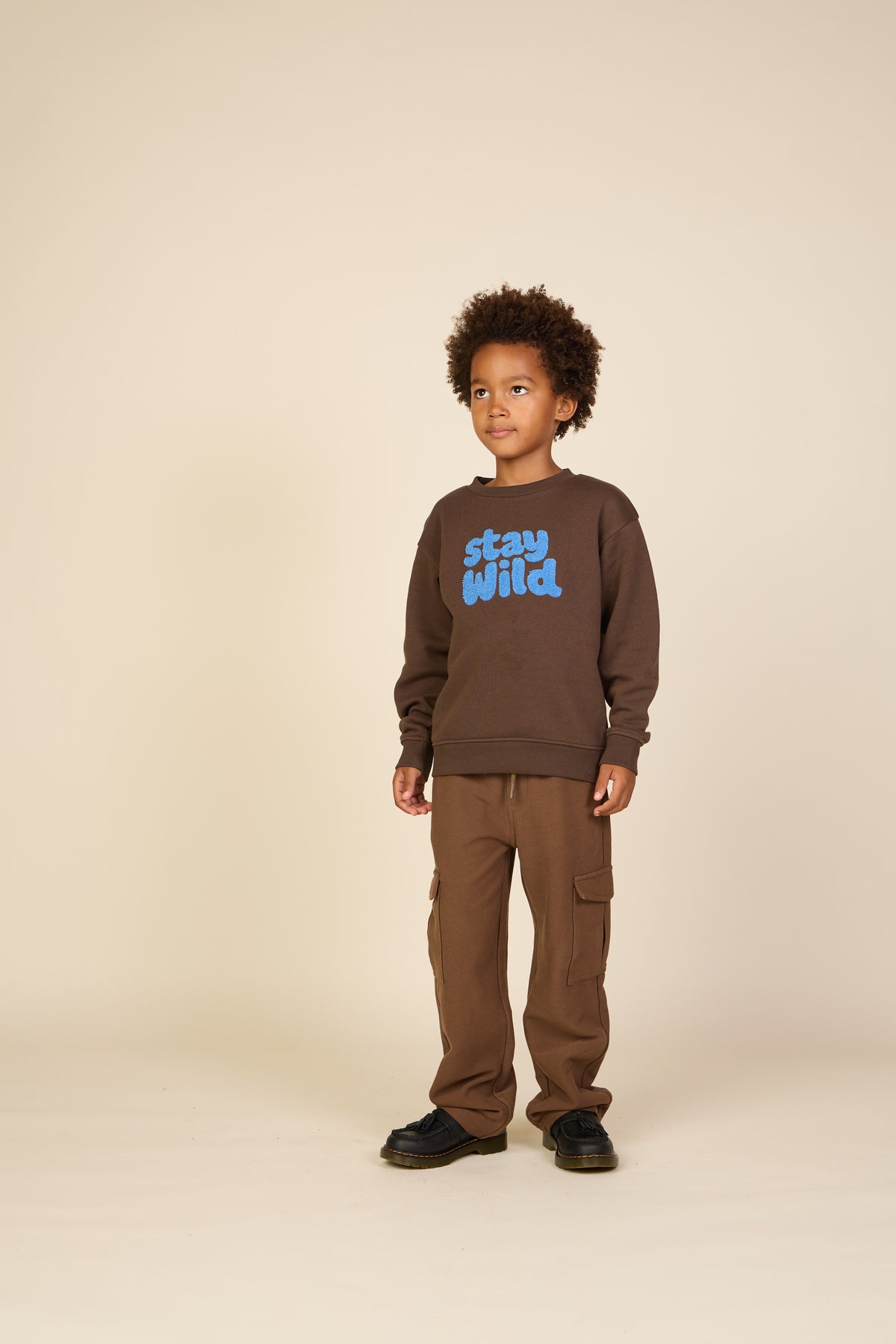 Cargo joggingbroek in gestructureerde sweatstof Tween - Brown | 101512 Wilder