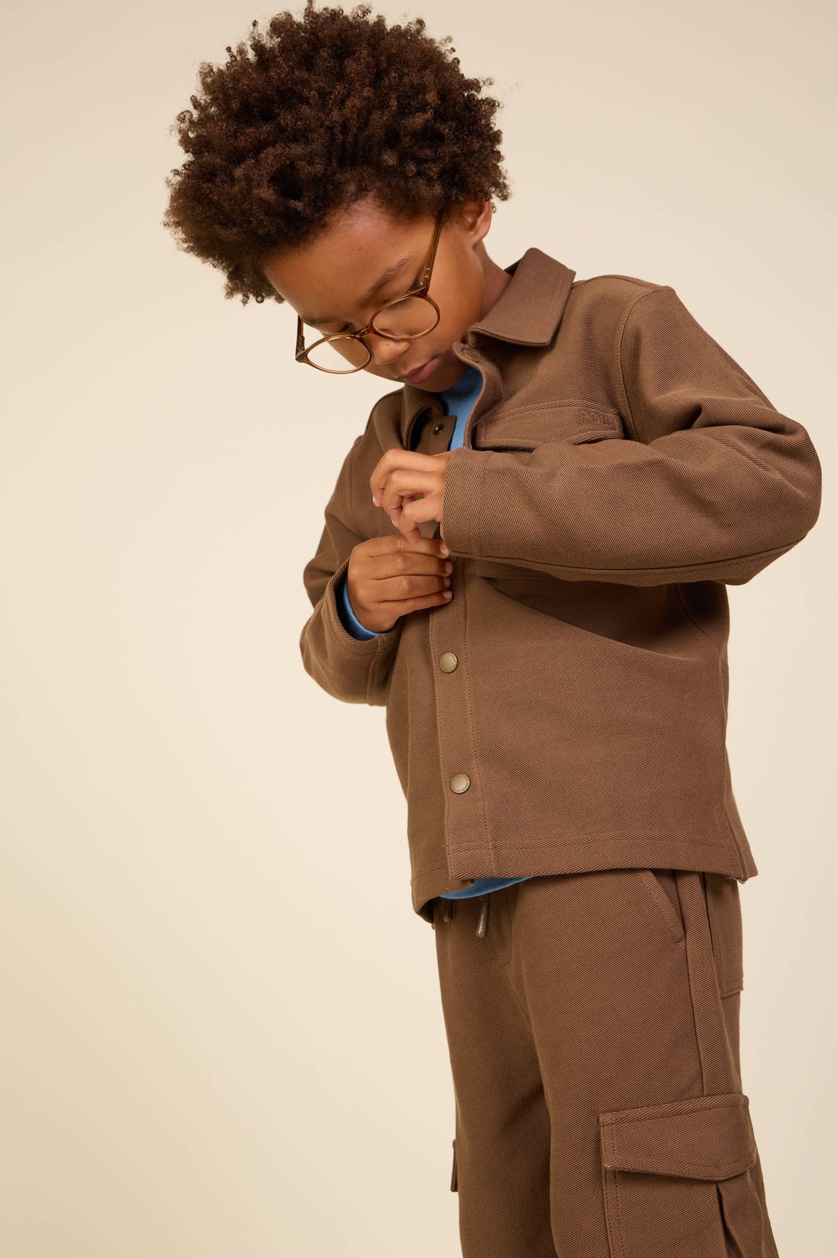 Overshirt in gestructureerde sweatstof Tween - Brown | 101502 Wilder