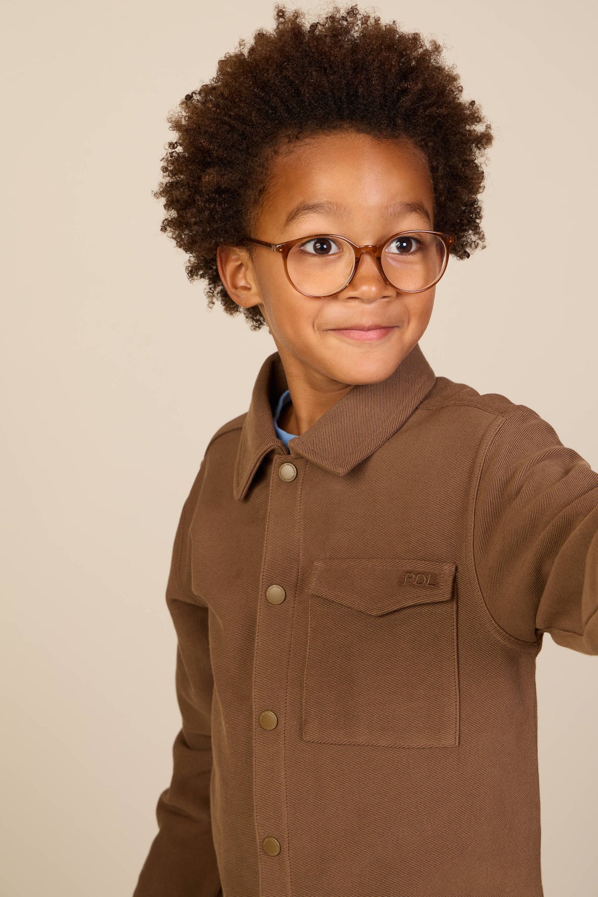 Overshirt in gestructureerde sweatstof Tween - Brown | 101502 Wilder