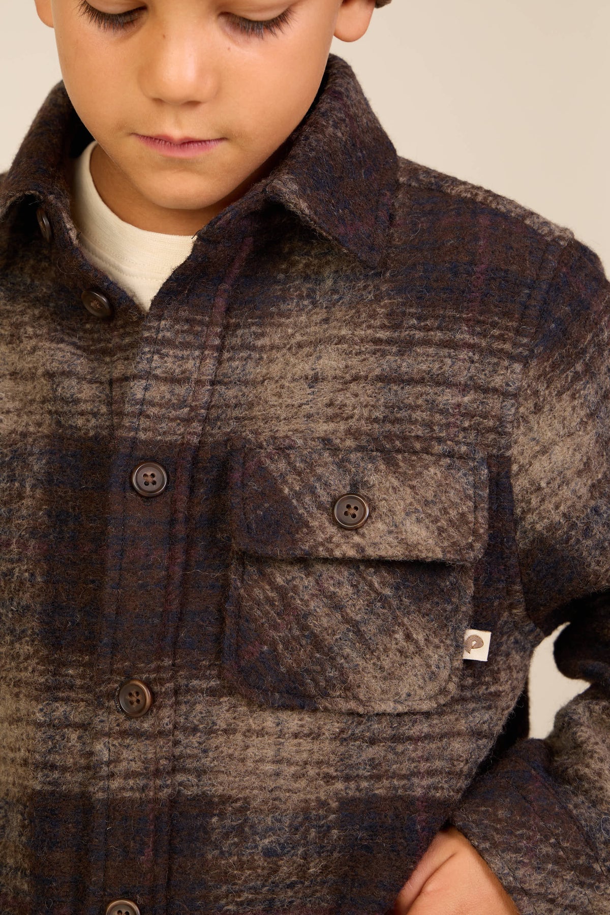 Geruit overshirt in geborstelde wolmix Tween - Brown Check | 101526 Daxton