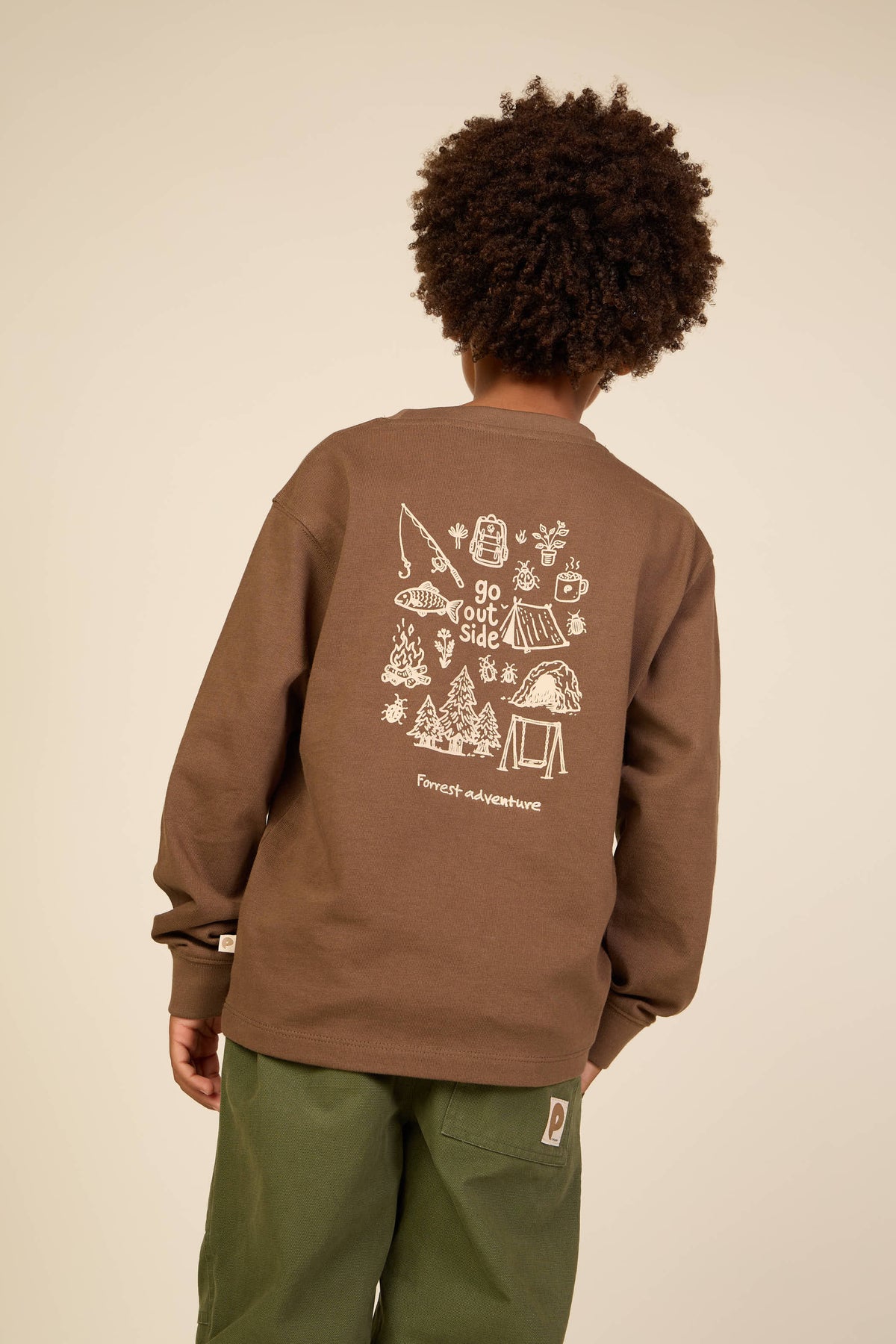 Langarmshirt met rugprint Tween - Brown | 101710 Weston