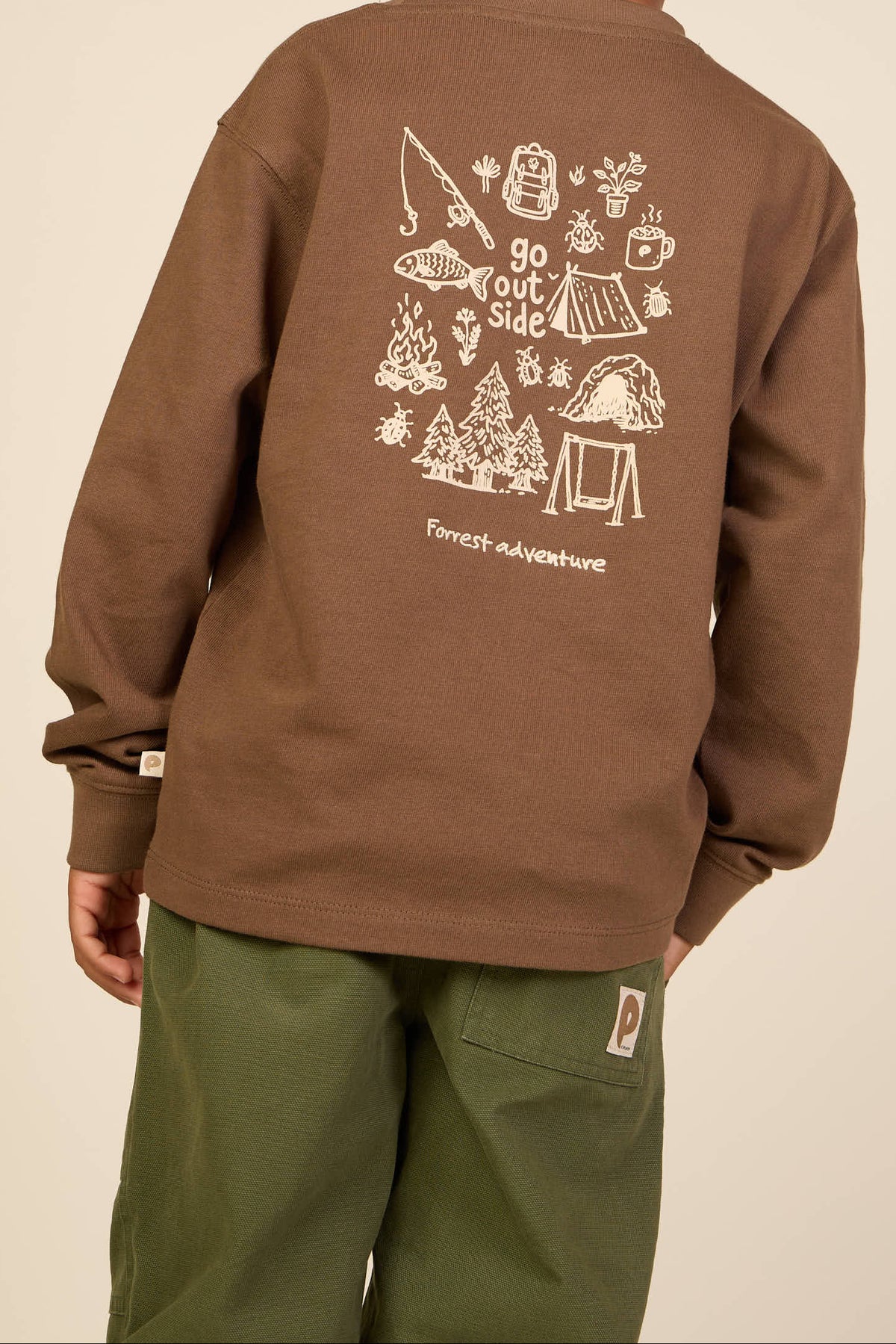 Langarmshirt met rugprint Kids - Brown | 101709 Weston