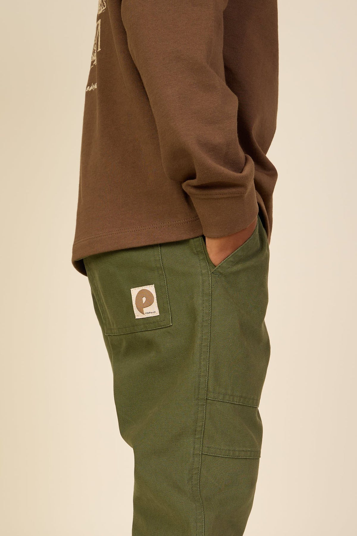 Canvas broek met opgestikte zakken Kids - Moss Green | 101535 Greyson