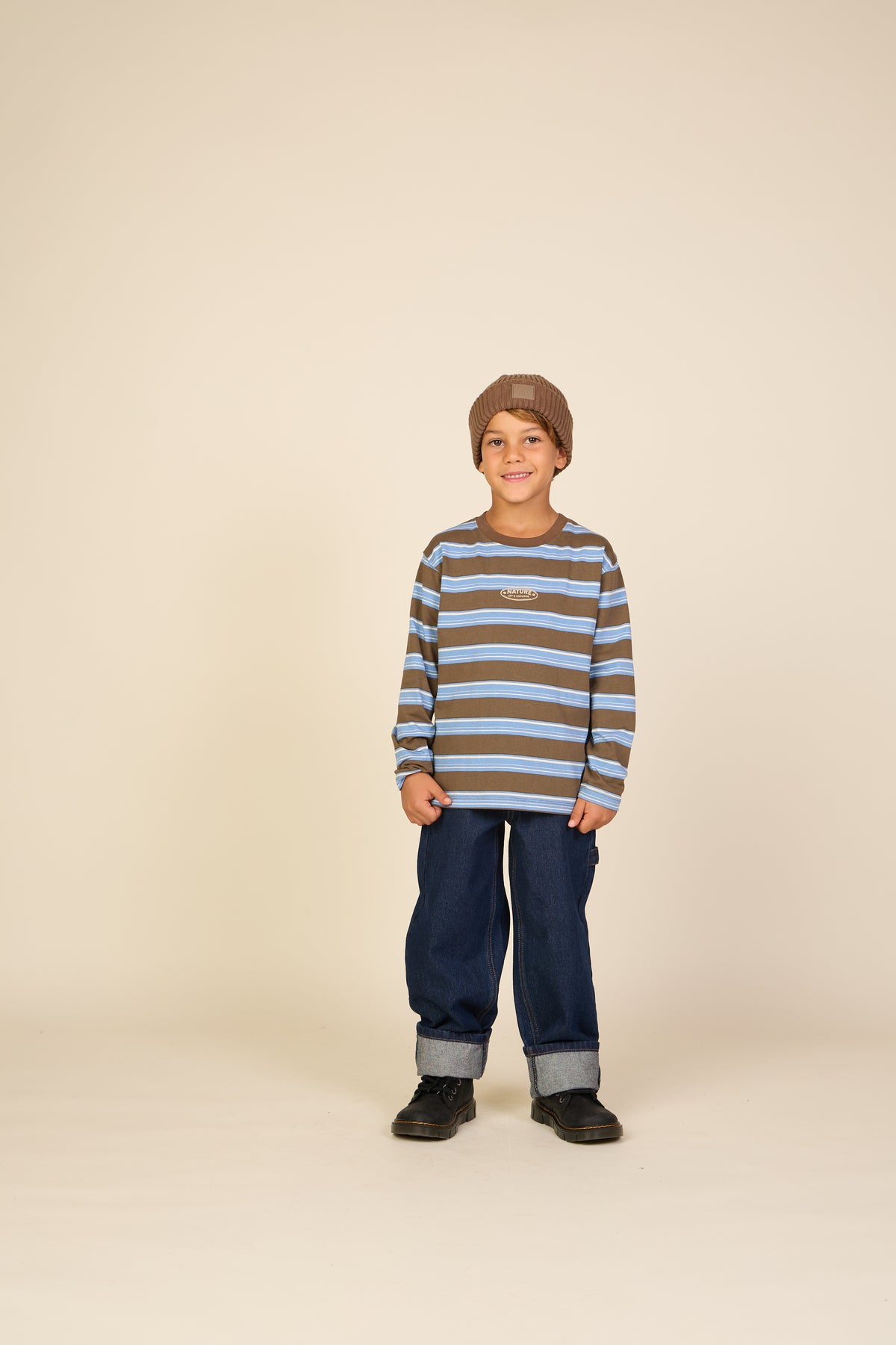 Gestreept langarmshirt Tween - Brown /Blue | 101700 Hugo