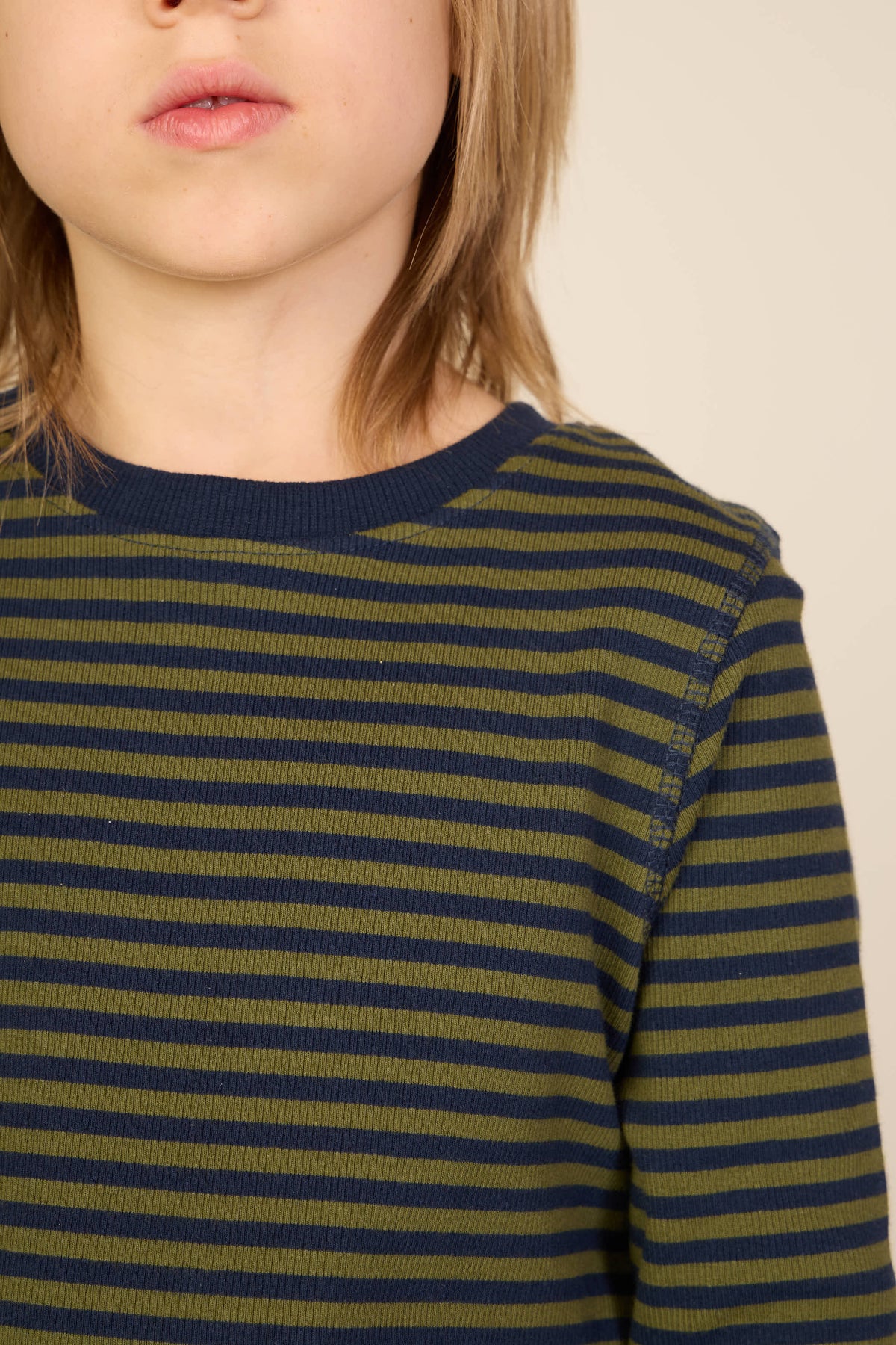 Geribd langarmshirt Tween - Moss Green/Navy Stripe | 101602 Conrad