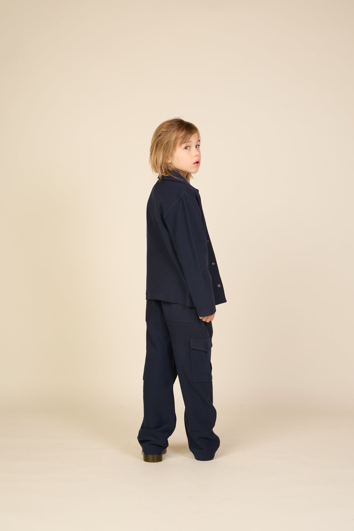 Cargo joggingbroek in gestructureerde sweatstof Tween - Navy | 101511 Wilder