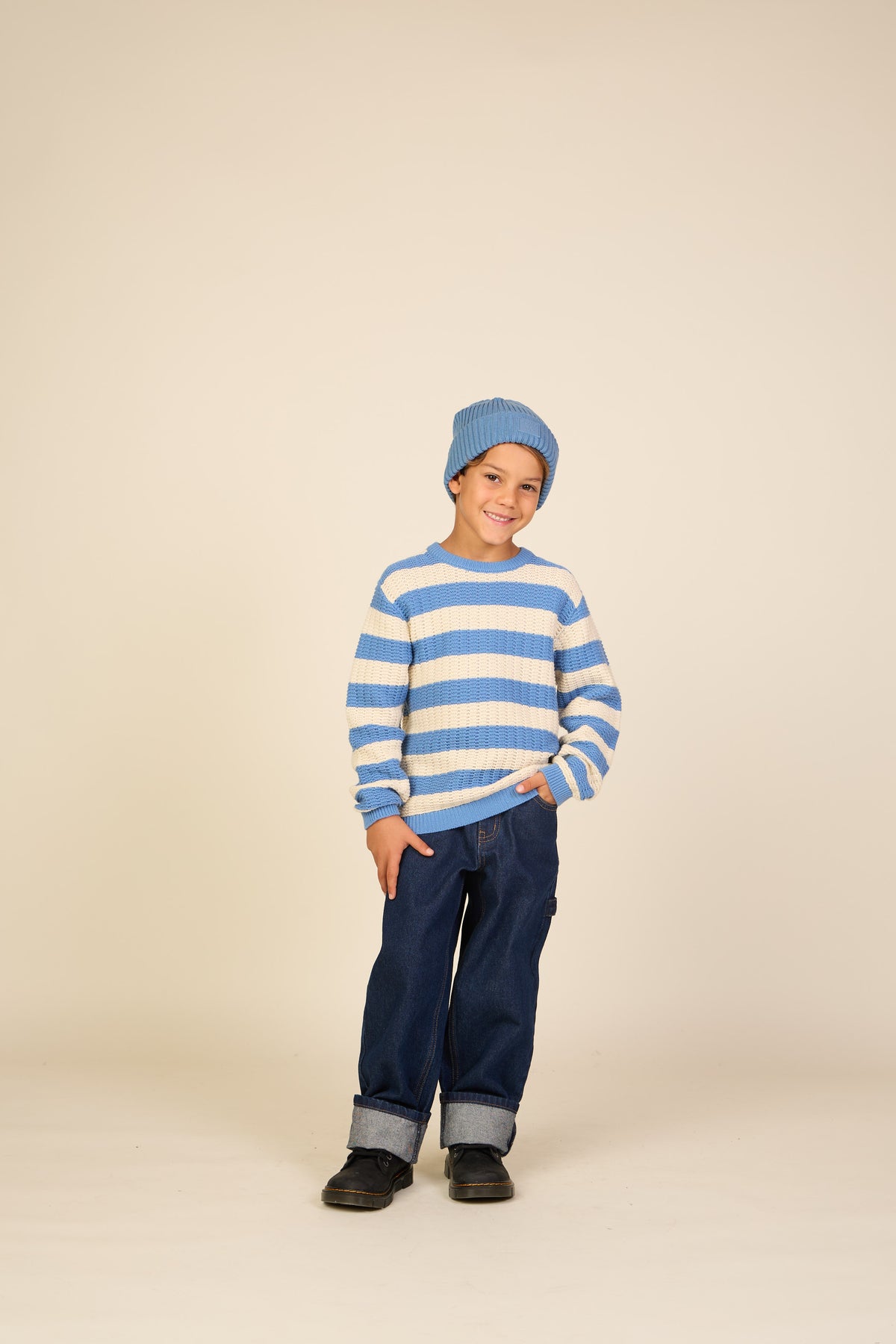 Gestreept Gebreid - Tween - Dusty Blue / Offwhite | 101284 Brady
