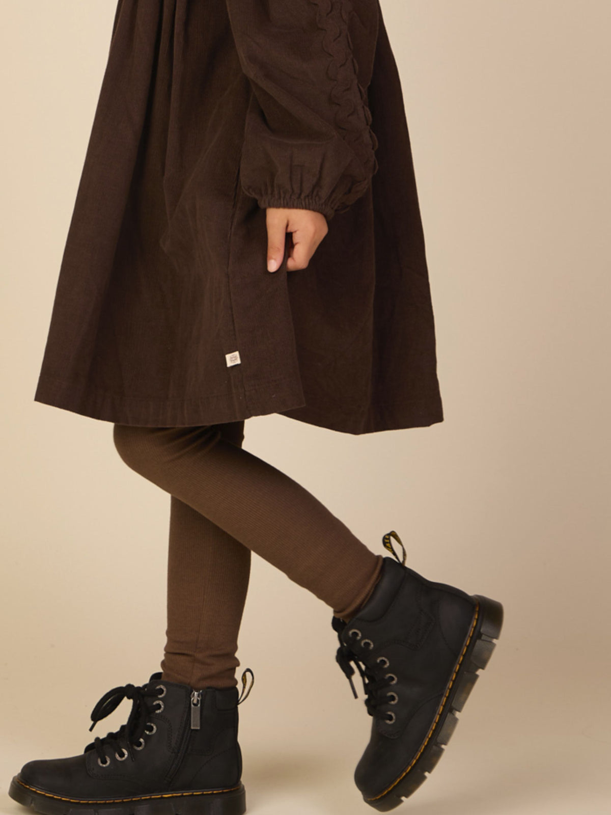 Geribde legging in modalmix Tween - Brown | 101566 Lottie
