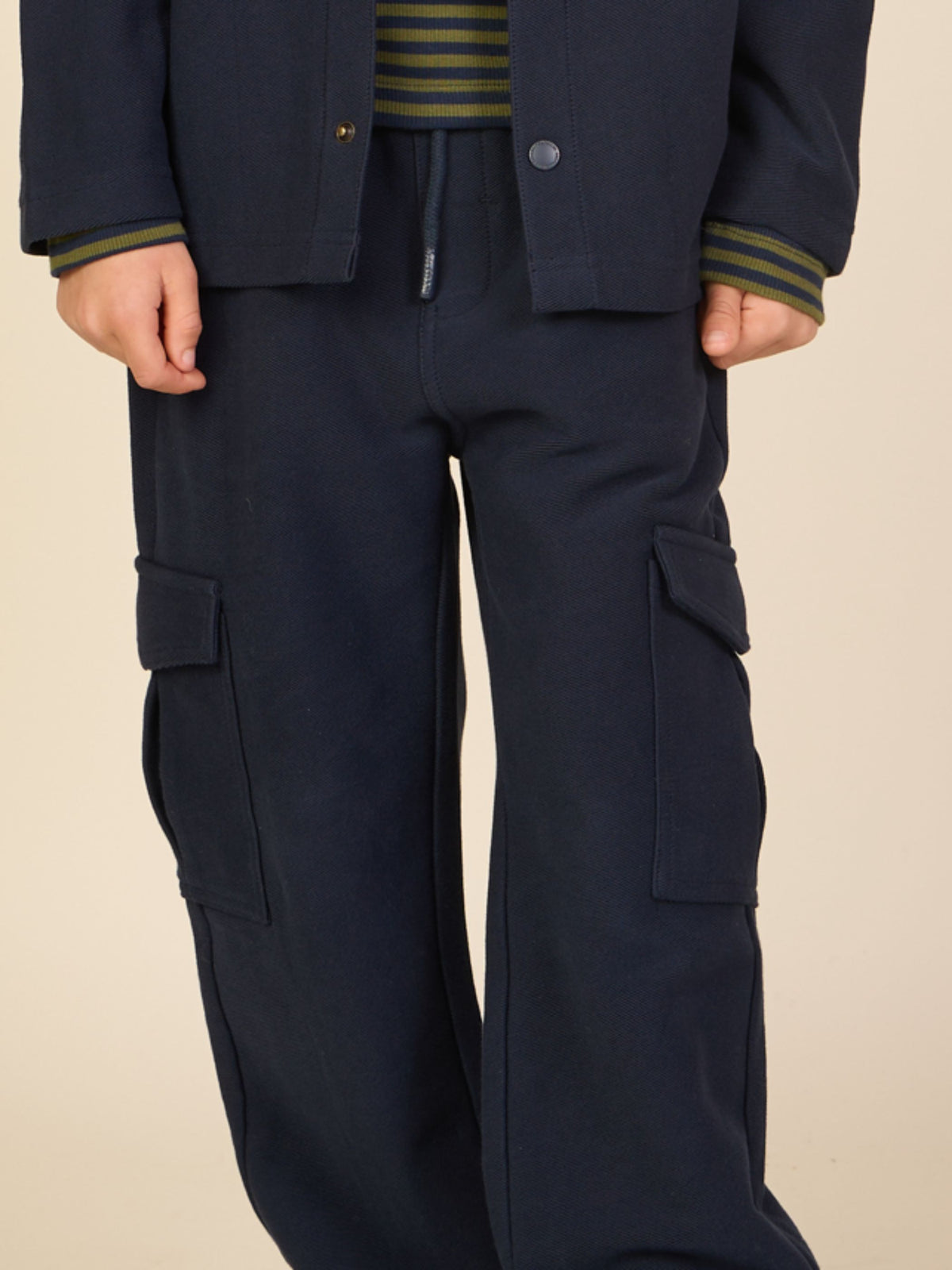 Cargo joggingbroek in gestructureerde sweatstof Tween - Navy | 101511 Wilder