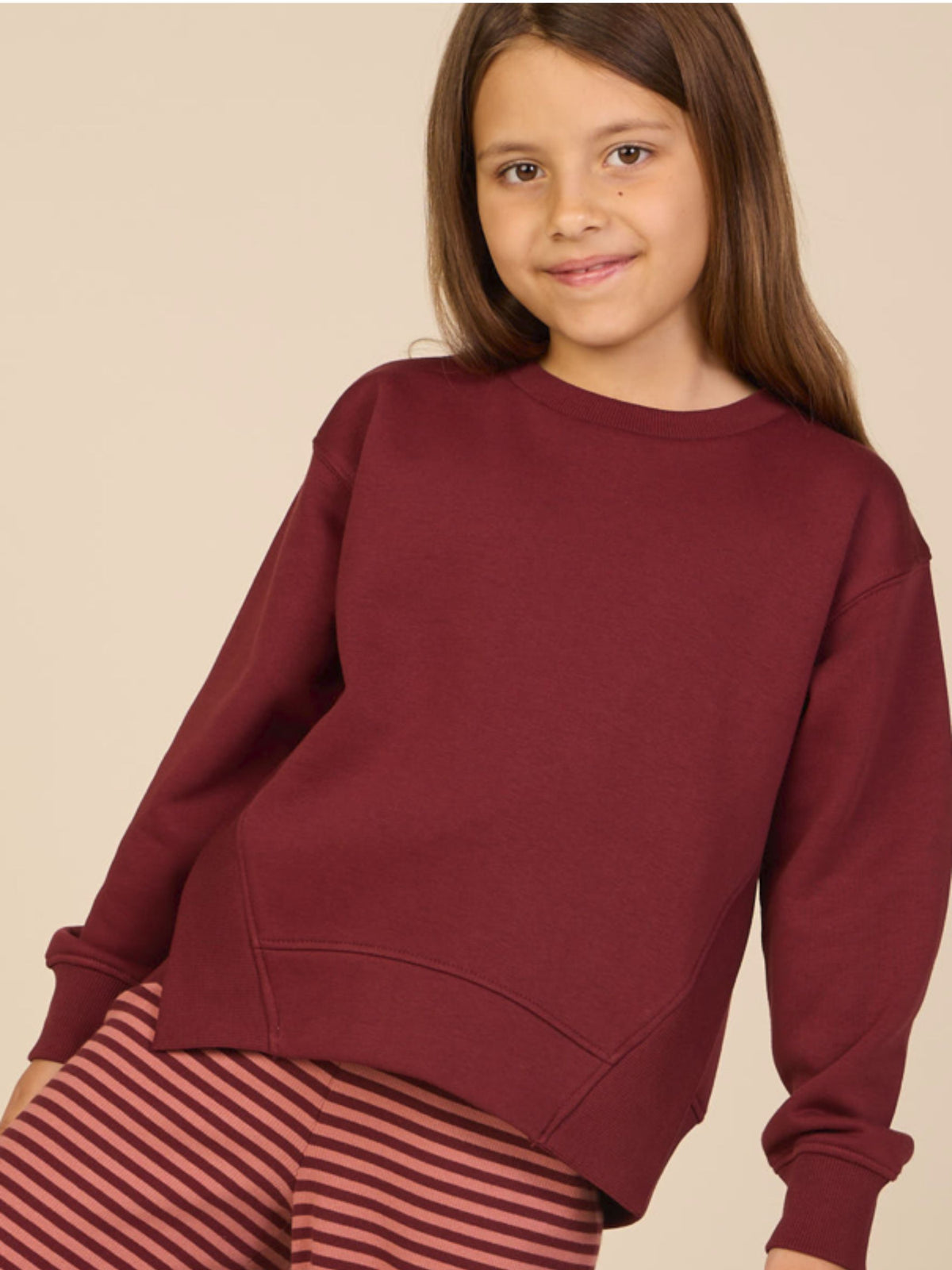 Sweatshirt met ribdetails Tween - Bordeaux | 101625 Zoe