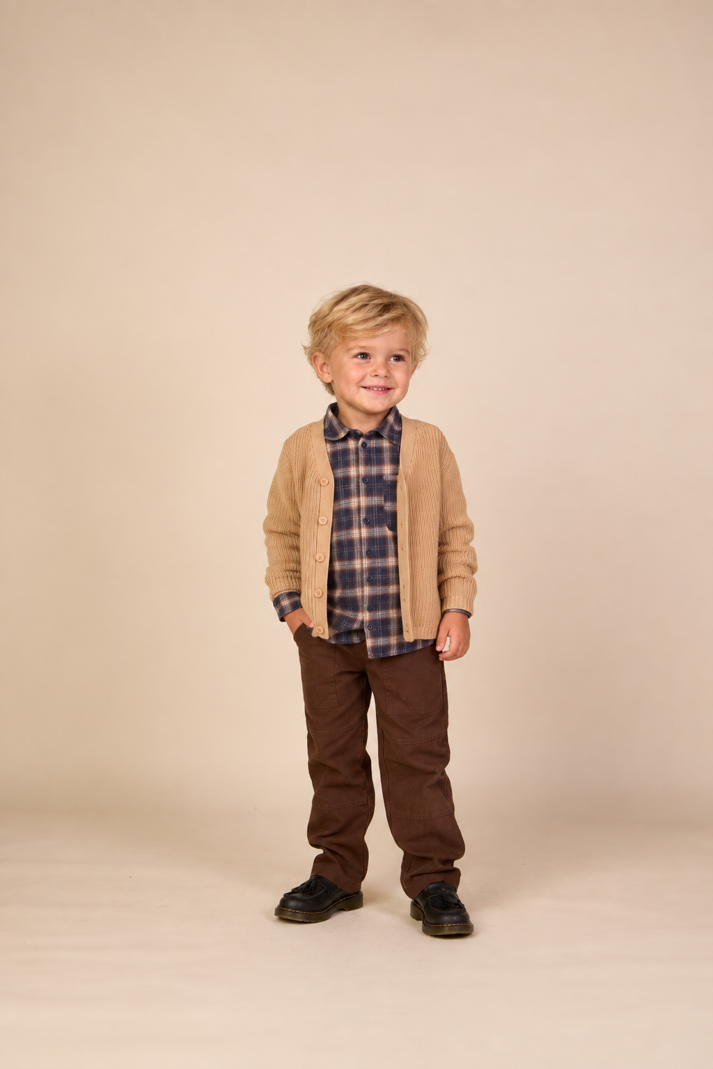 Canvas broek met opgestikte zakken Kids - Dark Brown | 101531 Greyson