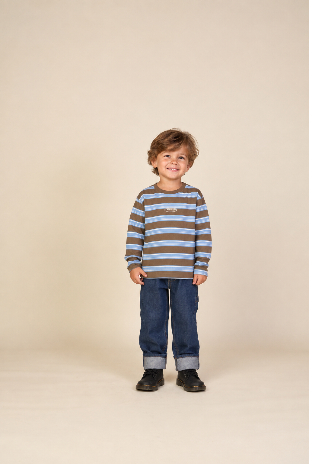 Gestreept langarmshirt Kids - Brown /Blue | 101699 Hugo