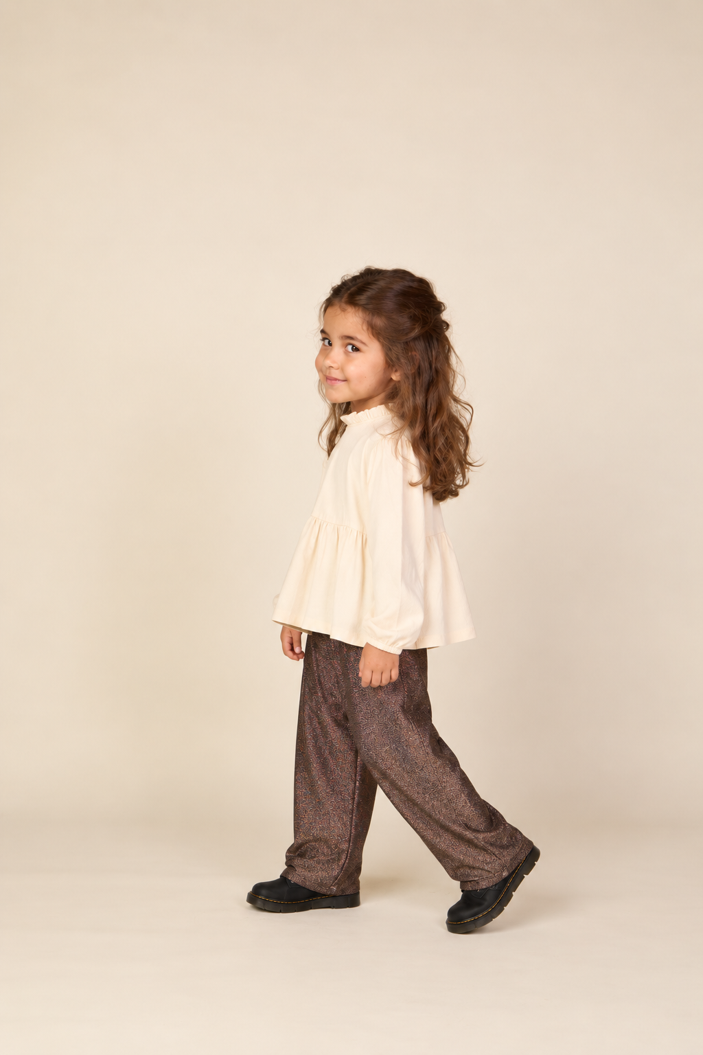 Effen jersey peplum blouse Kids - Offwhite | 101545 Heidi