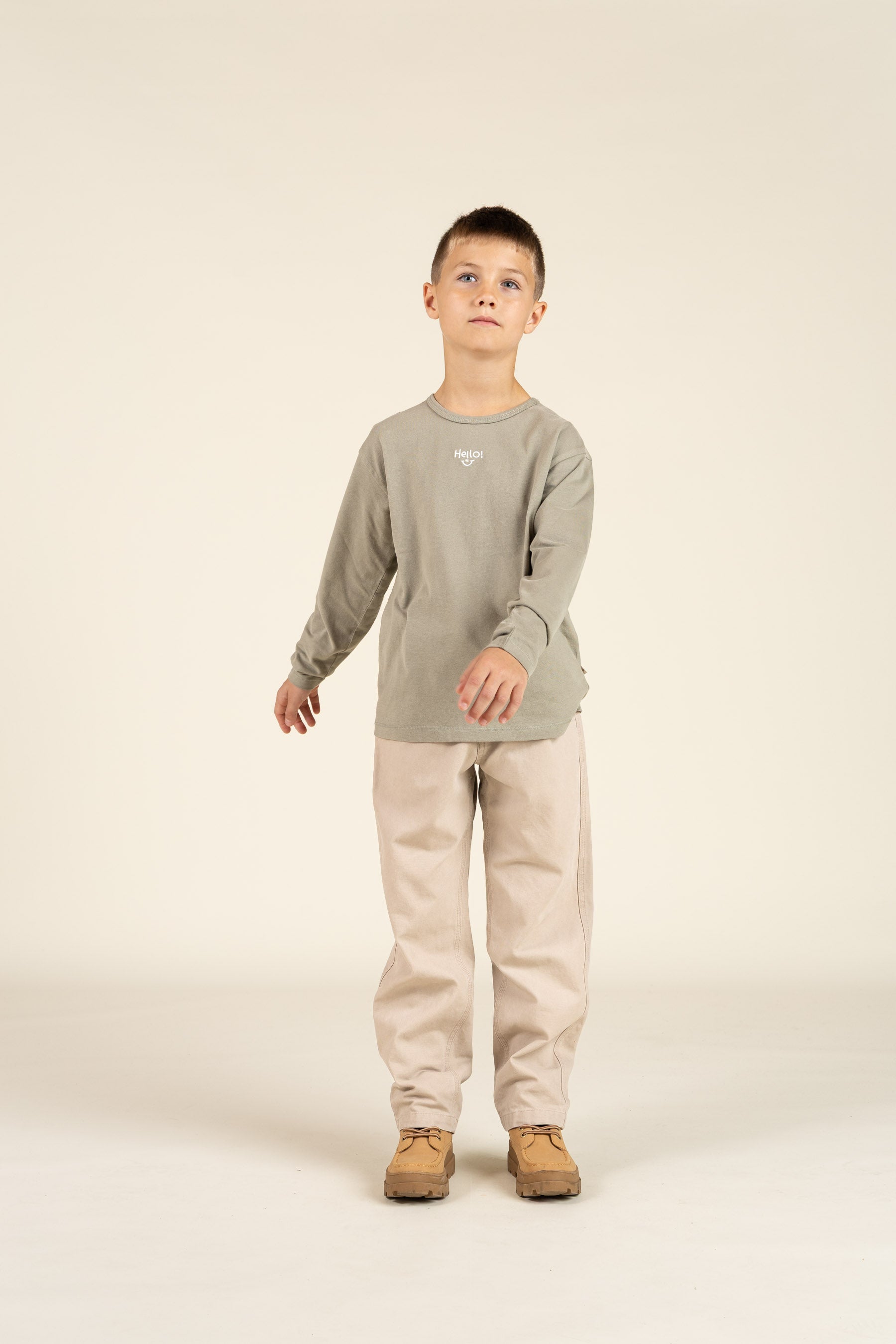 T-shirt met lange mouwen en borduursel - Tween - Dusty Green | 100857 Brandon