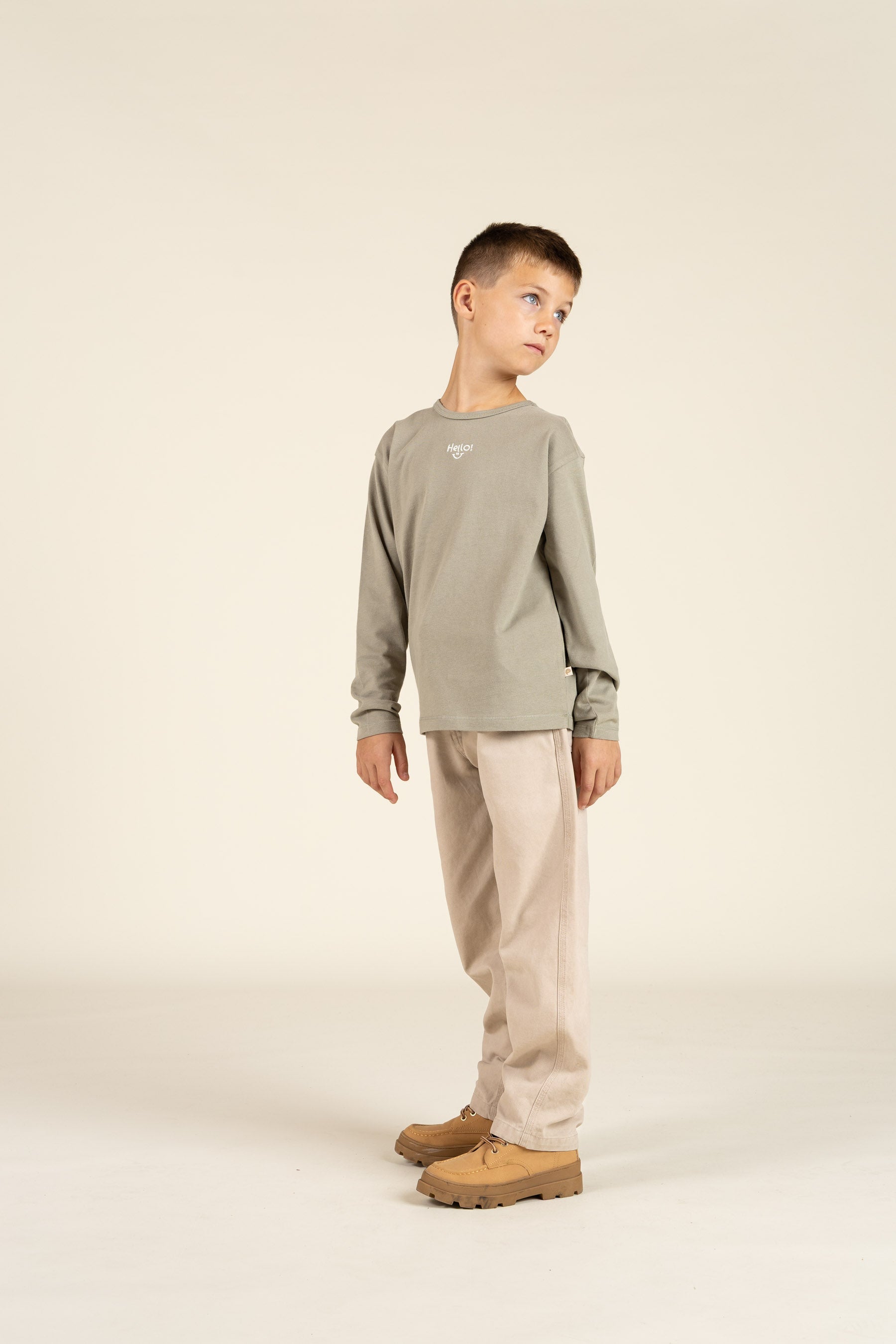 T-shirt met lange mouwen en borduursel - Tween - Dusty Green | 100857 Brandon