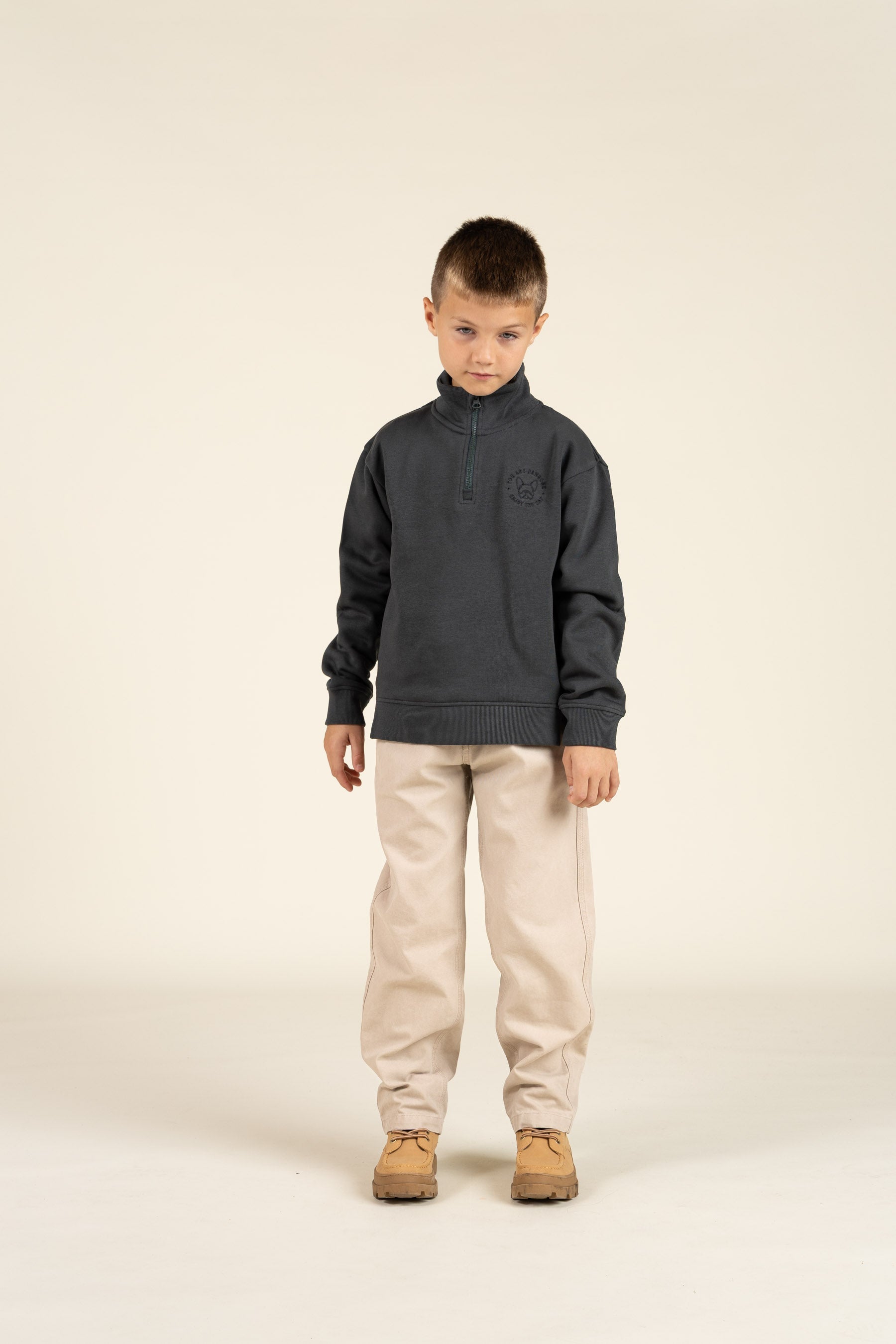 Sweatshirt met halve rits - Tween - Forest Green | 100811 Tristan