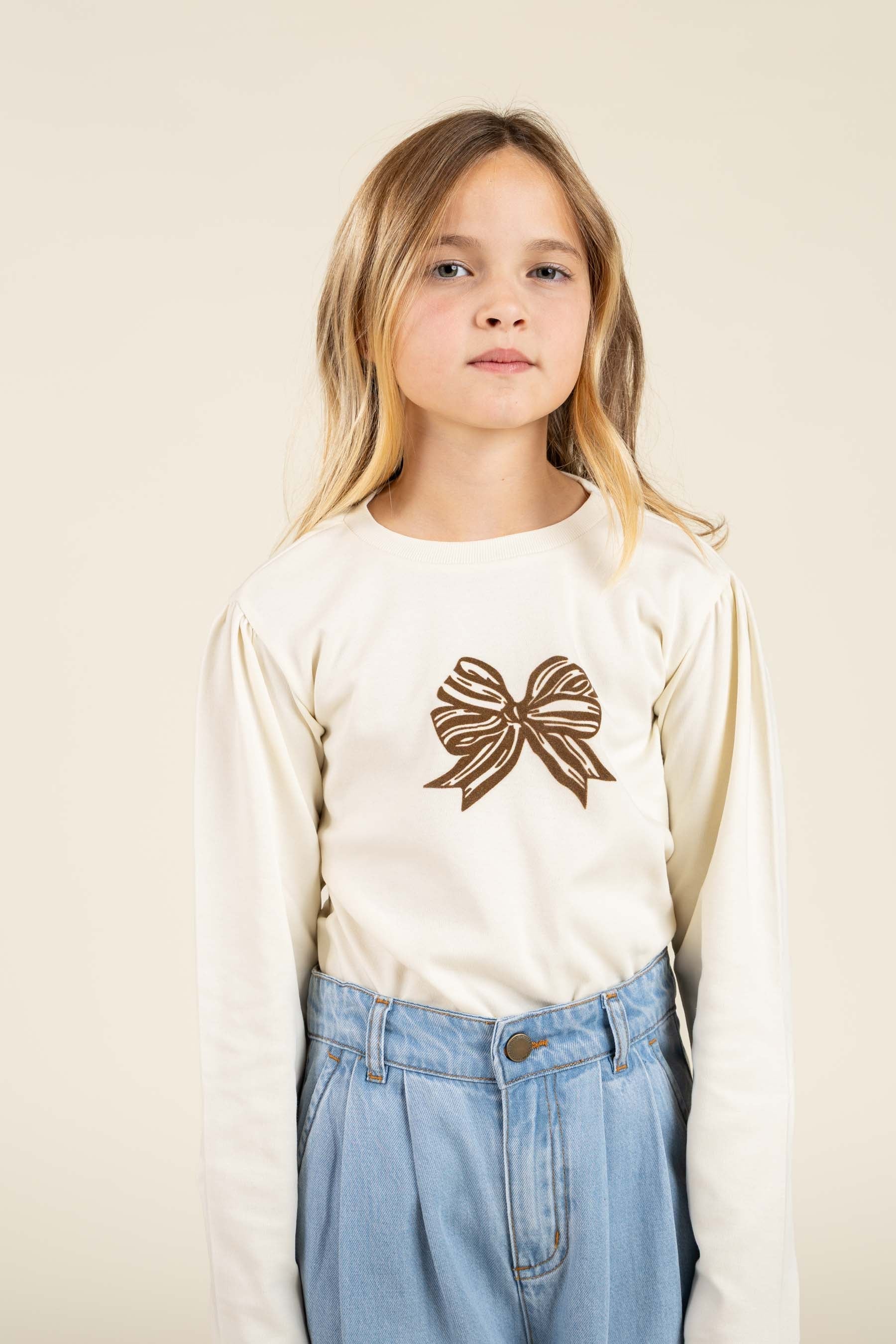 Longsleeve T-shirt met Frontprint - Tween - Off White | 100849 Kendell