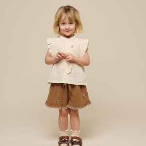 Geborduurde seersucker shorts - Kids - Coconut | 100986 Nora