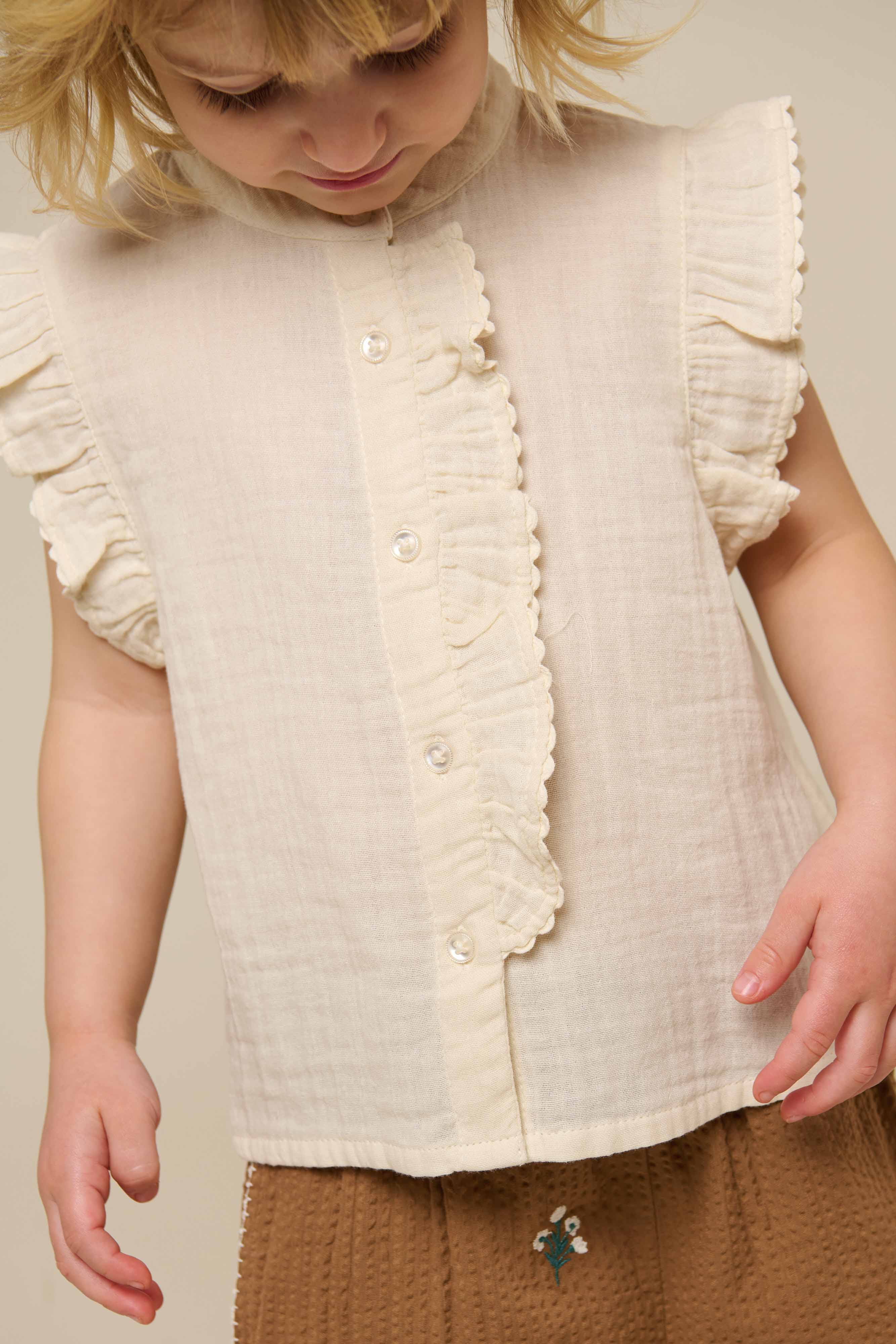 Mouwloze Top van Gaas - Kids - Off White | 100930 Jasmine