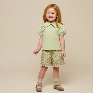 Bloemenbedrukte poplin shorts - Kids - Green | 100958 Poppy