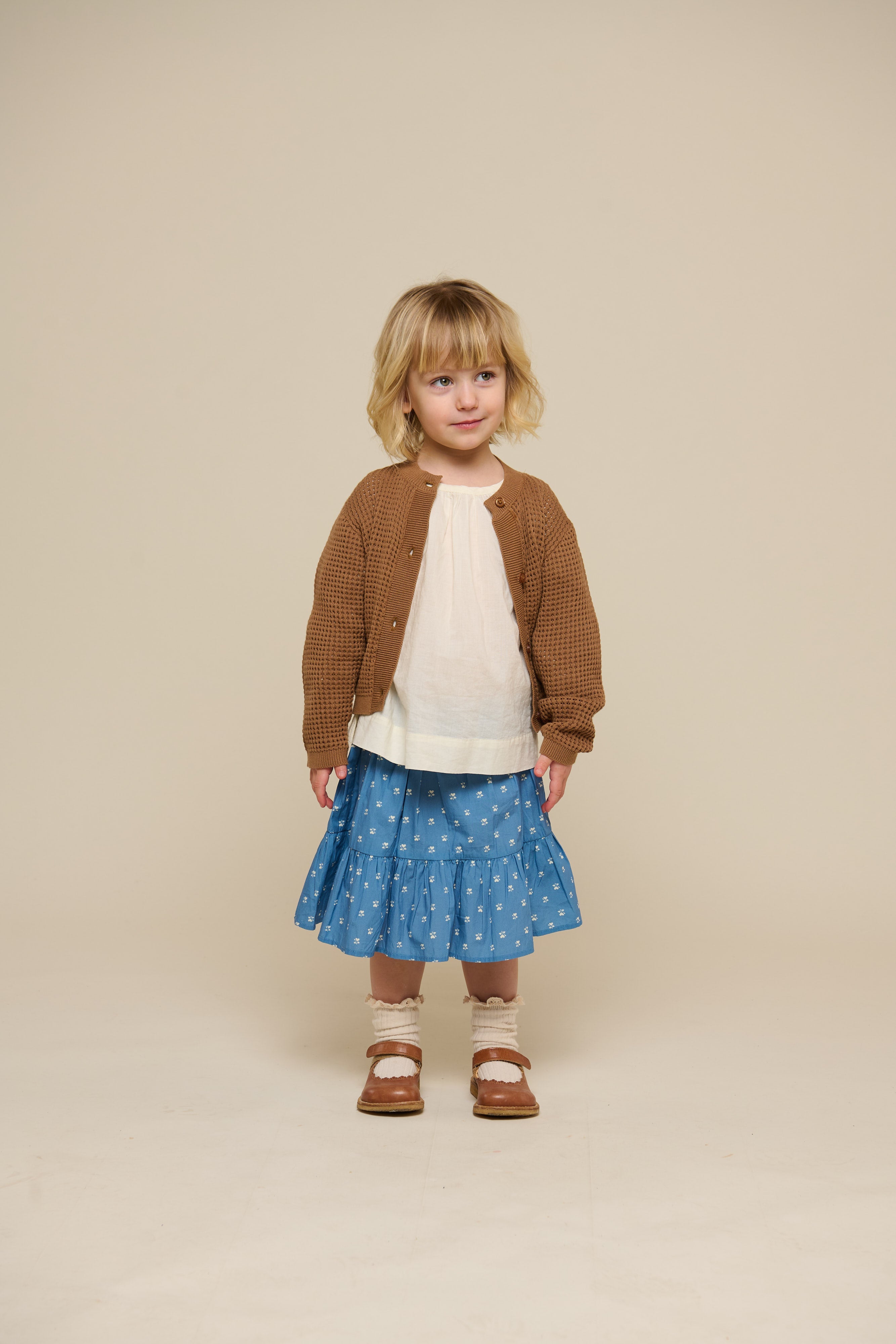 Bedrukte poplin rok - Kids - Dusty Blue | 101054 Camilla