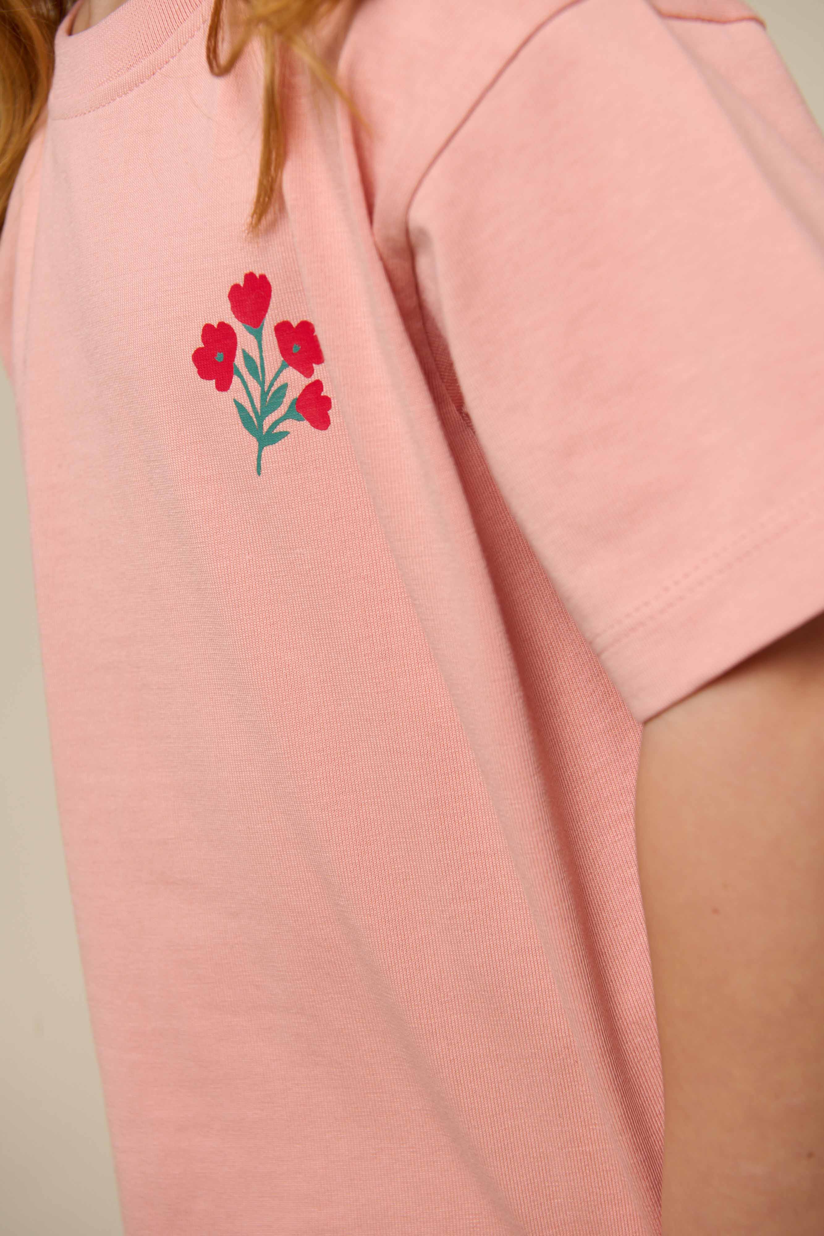 T-shirt met Bloemenmotief - Kids - Powder Rose | 101292 Elsa