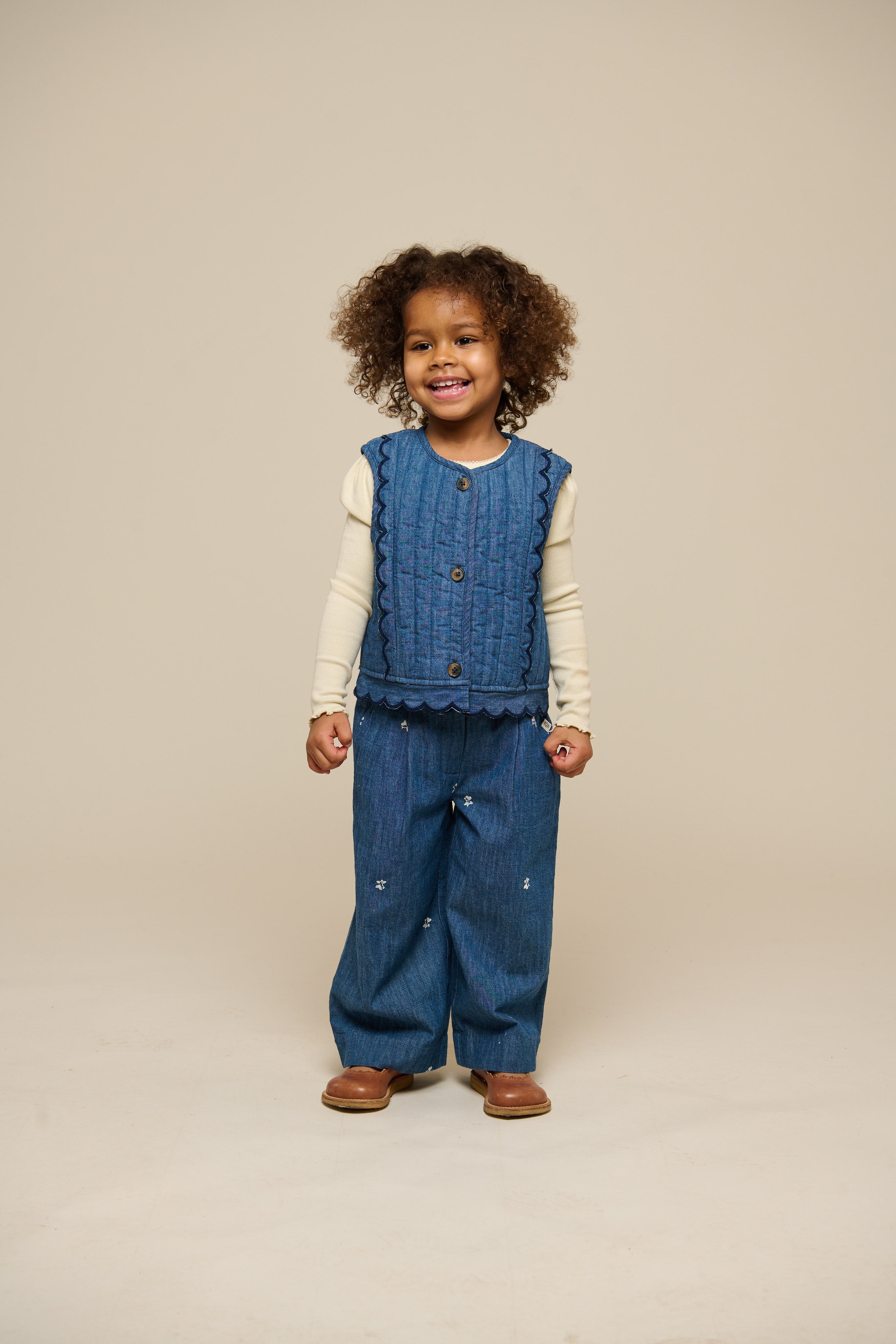 Geborduurde Lichte Denim Broek - Kids - Blue Denim | 101050 Isabella
