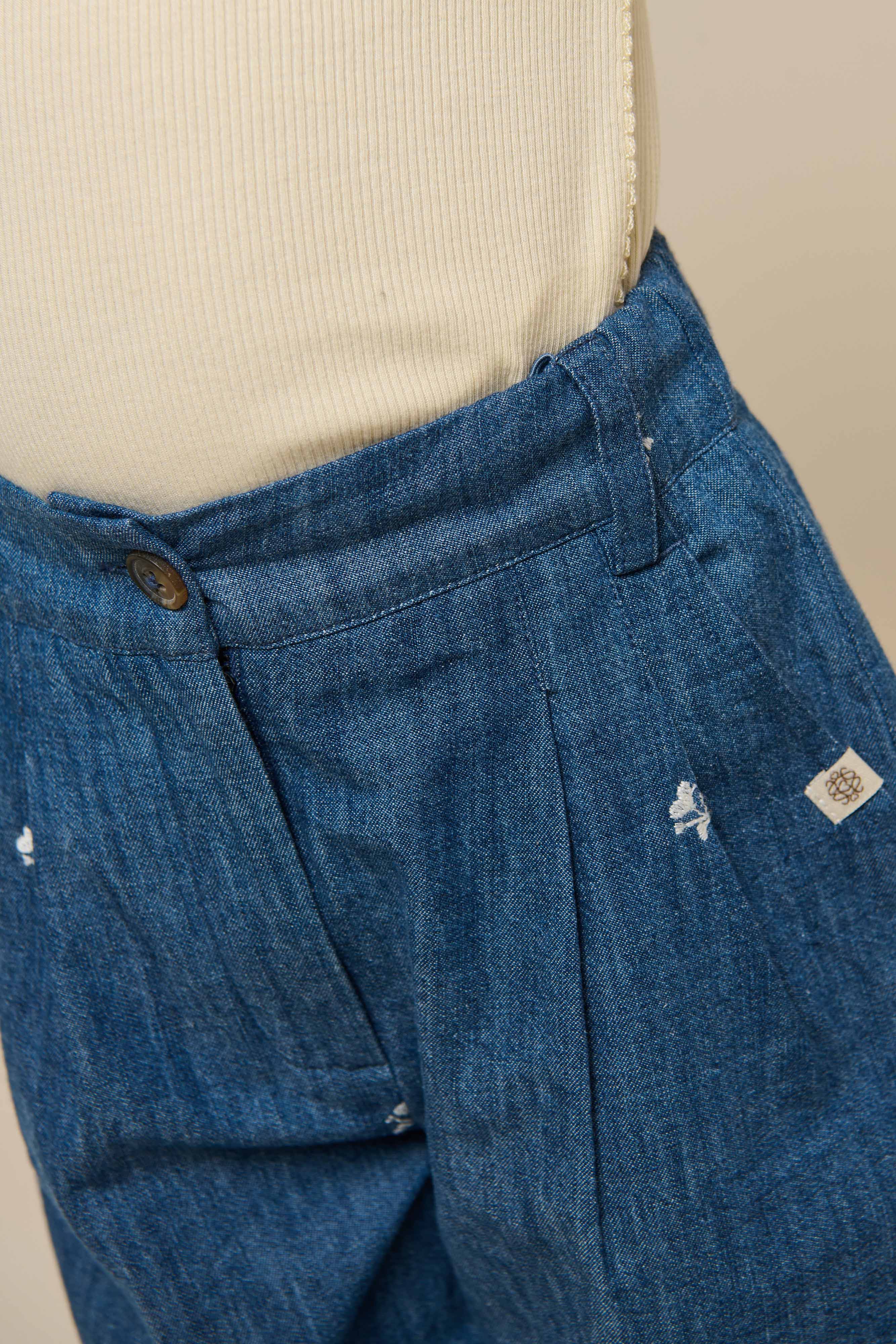 Geborduurde Lichte Denim Broek - Kids - Blue Denim | 101050 Isabella